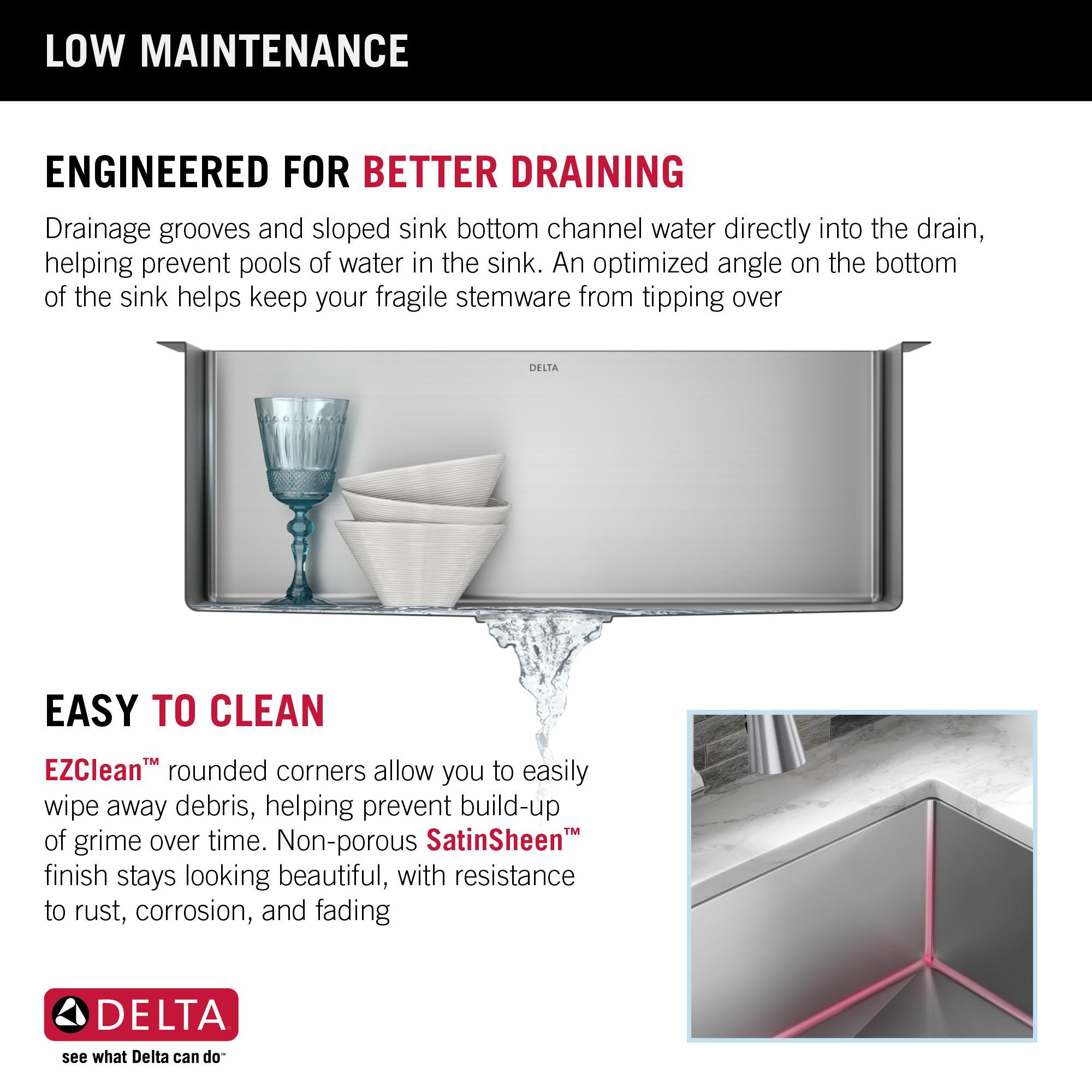 Delta Lenta™ Undermount 16 Gauge Stainless Steel Single Bowl Kitchen Sink with Accessories