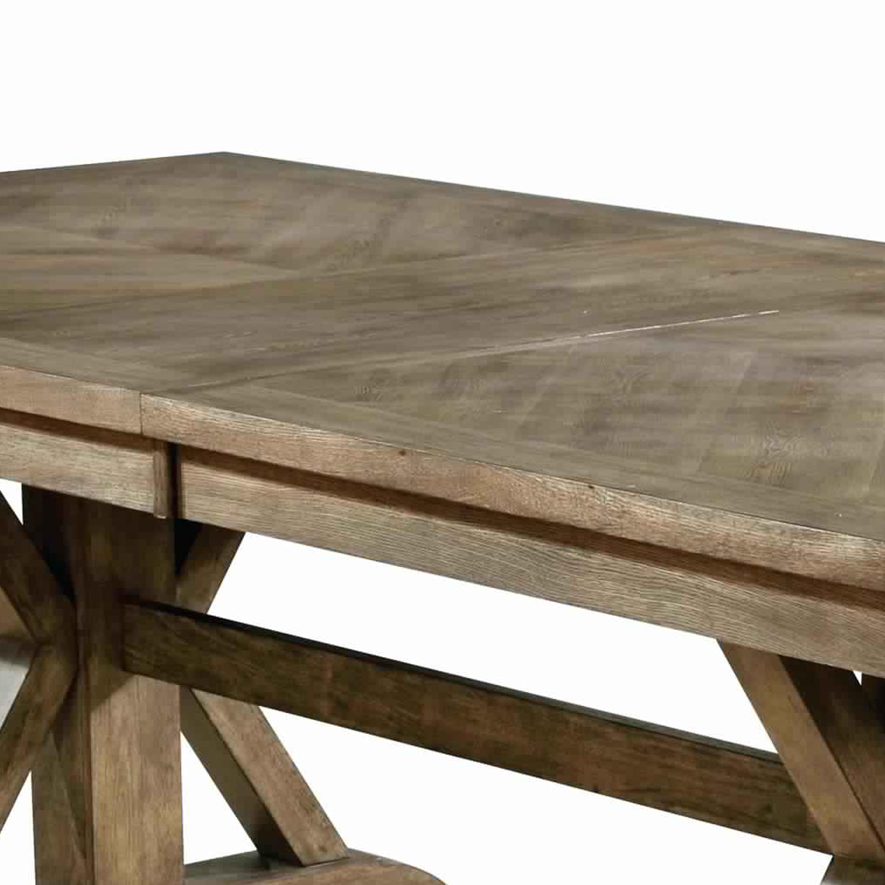 Mesa de Comedor de Madera de Estilo Transicional con Base de Caballete, Marrón
