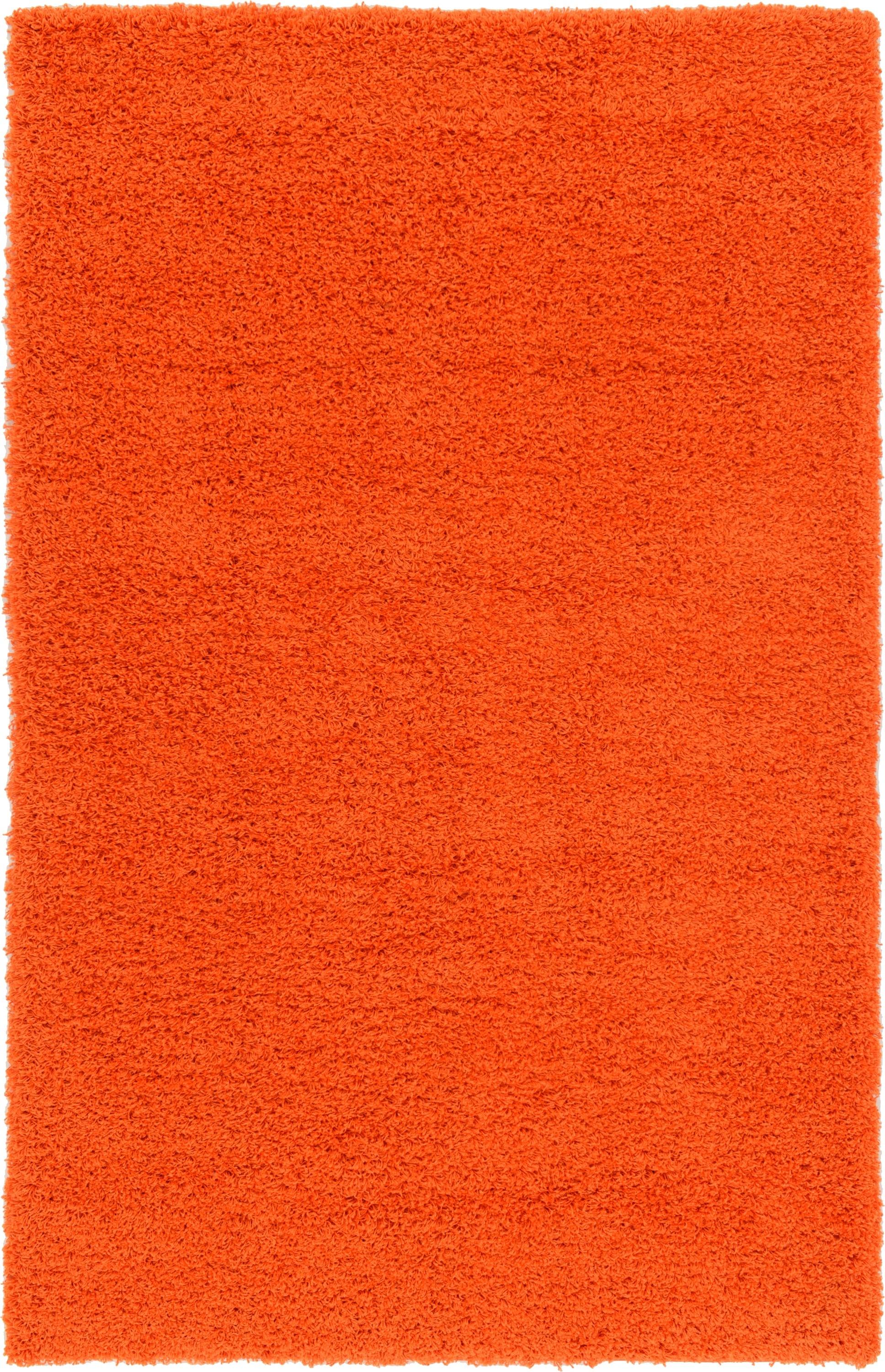 Unique Loom 5' 1 x 8' 0 Solid Shag Tiger Orange Area Rug