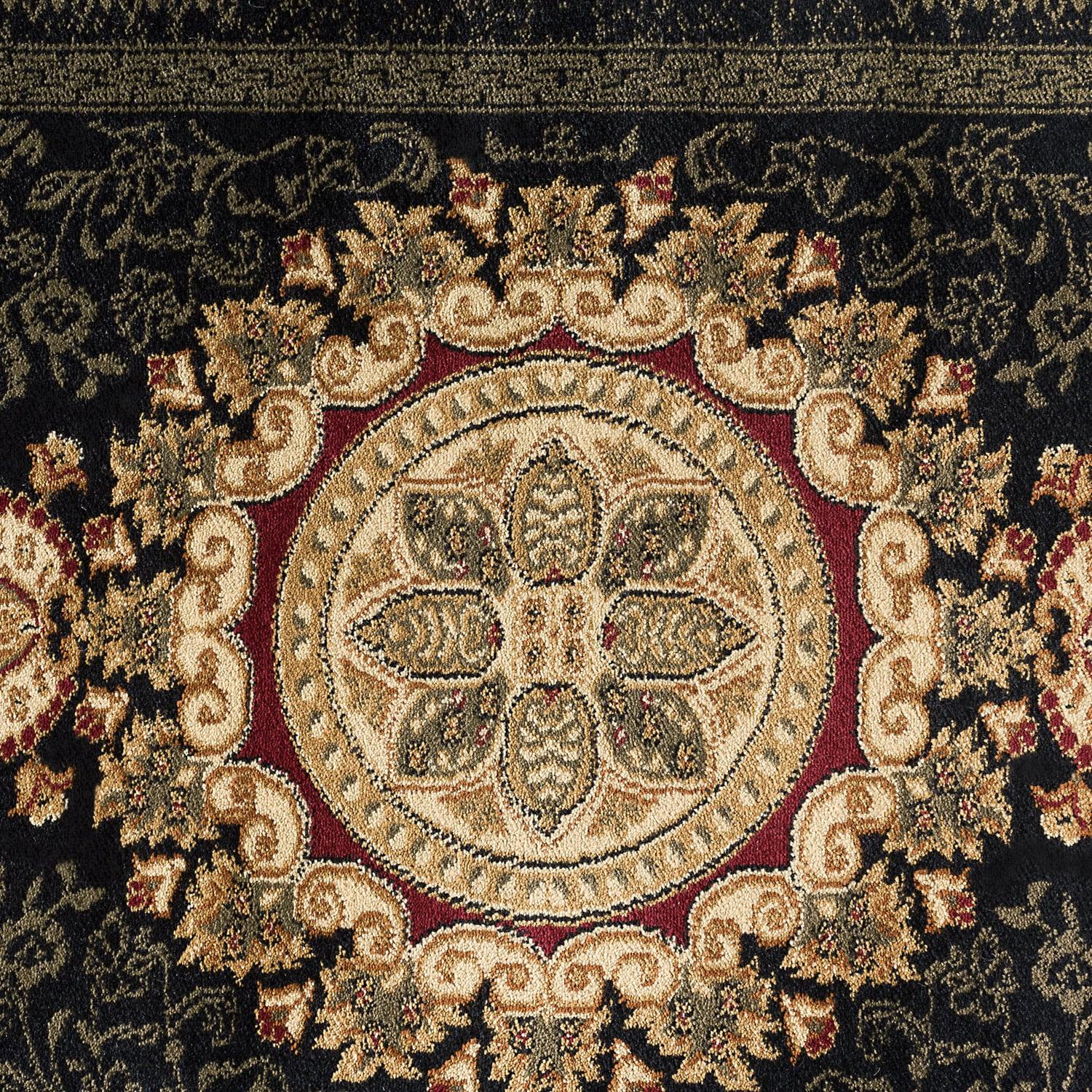 Tayse Sensation 2 x 3 (ft) Loomed Polypropylene Black Rectangular Indoor Floral/Botanical Oriental Throw rug