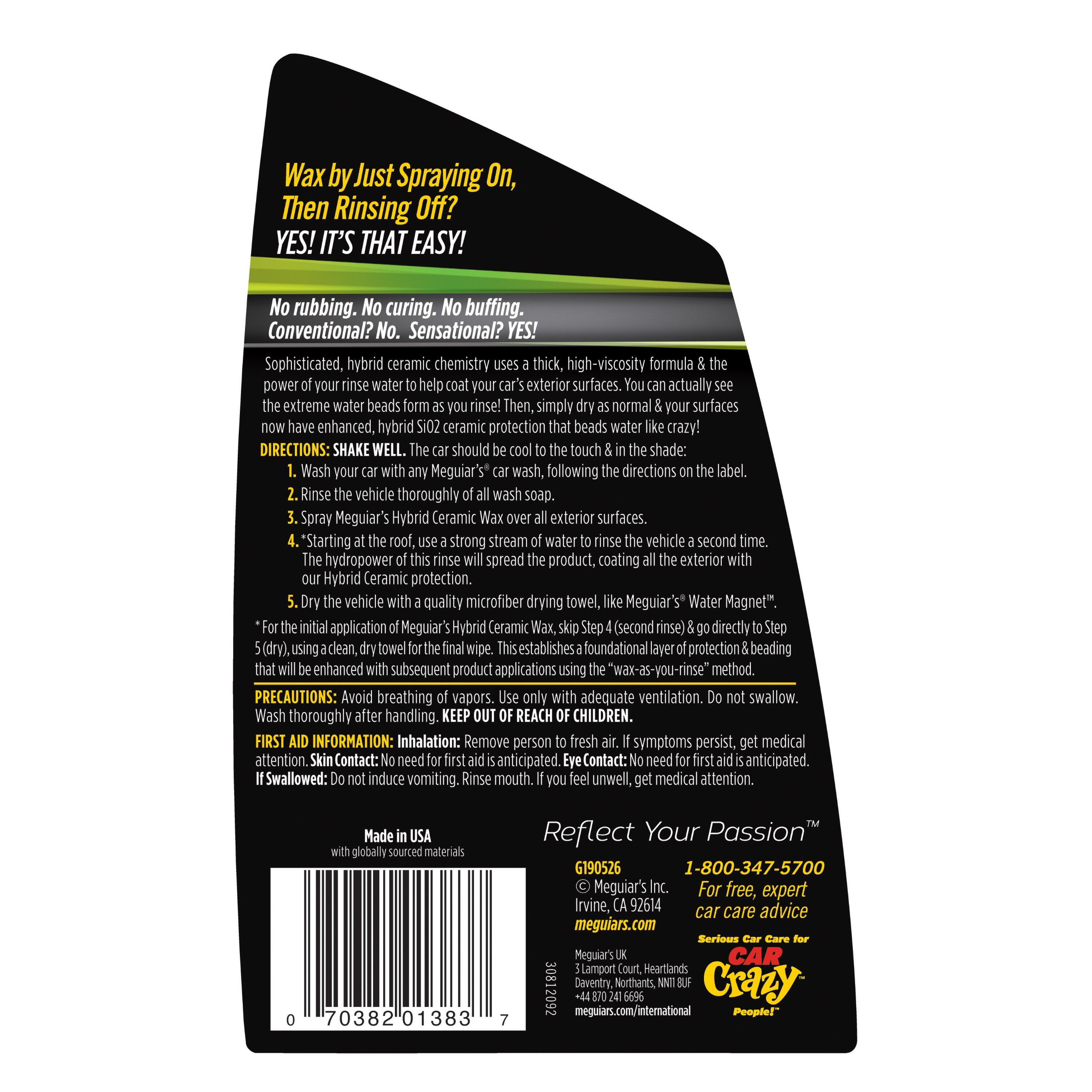 Meguiar's Hybrid Ceramic Wax – Easy to Use Ceramic Wax Protection - G190526SRP, 26 oz