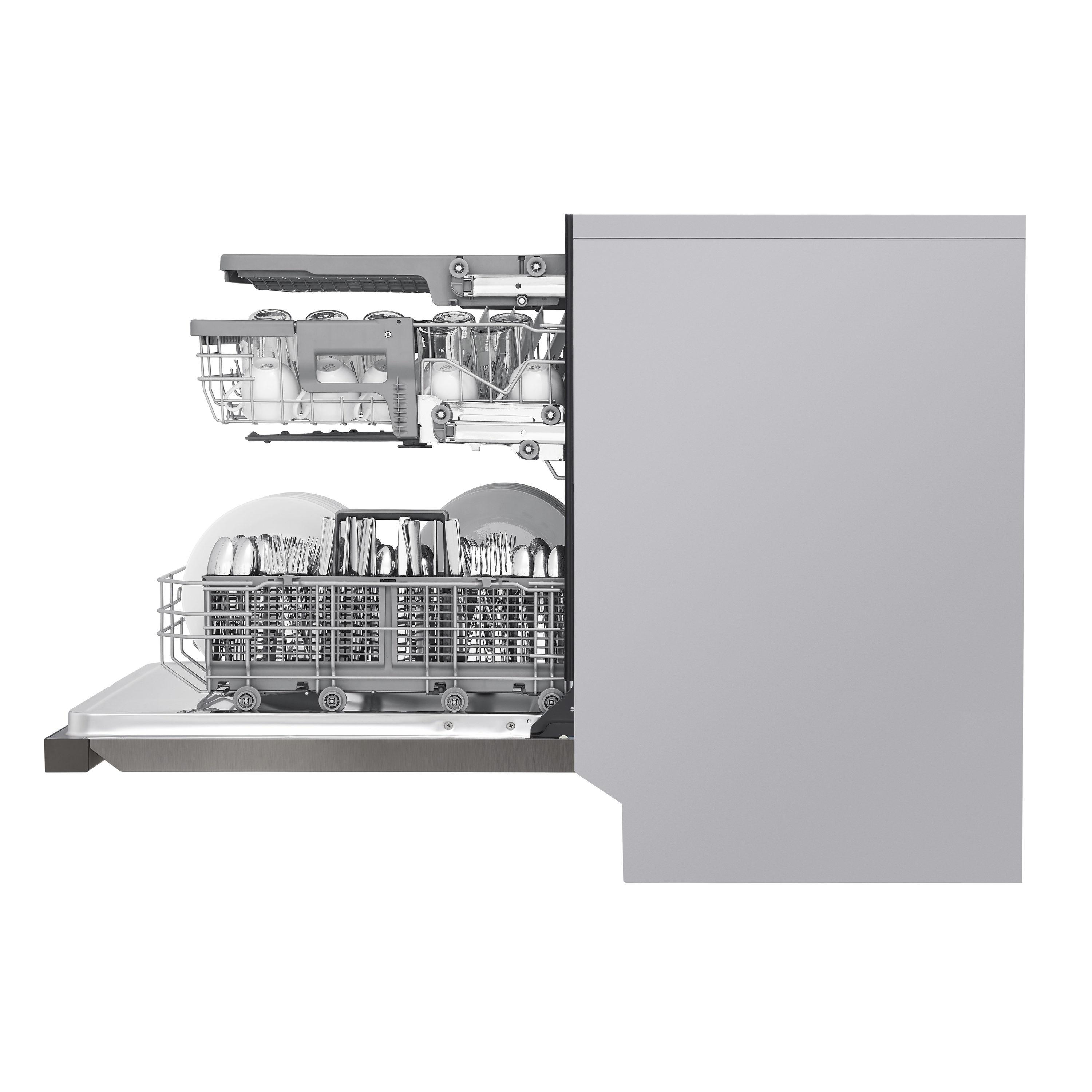 LG 24 in. PrintProof Stainless Steel Front Control Dishwasher with QuadWash, 3rd Rack & Dynamic Dry, 48 dBA