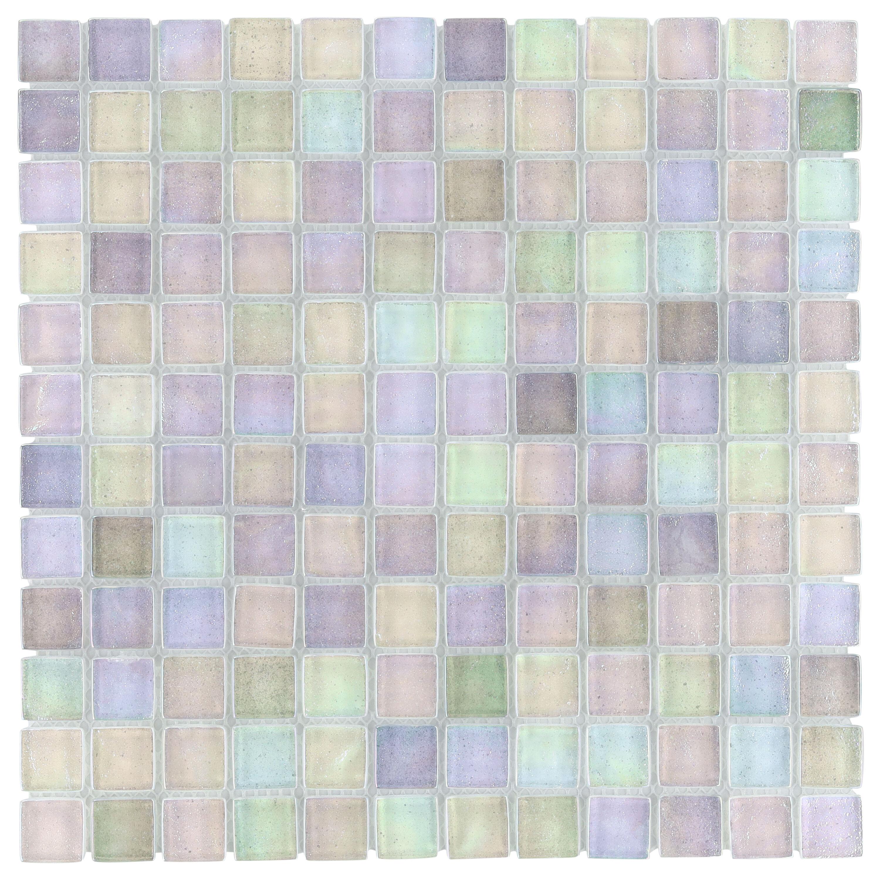 Speckle 11.73" x 11.73" Iridescent 1" Squares Glass Mosaic Wall Tile (0.95 Sq. Ft. / Sheet)