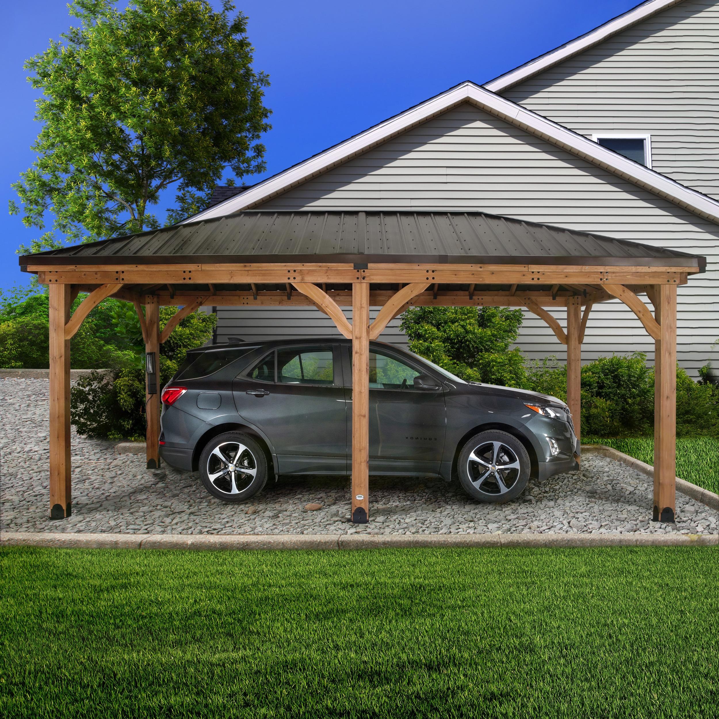 Backyard Discovery Barrington 20' x 12' Cedar Wood Gazebo, Galvanized Steel Roof, PowerPort