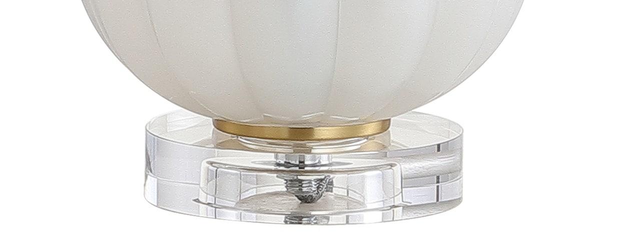 JONATHAN Y Pearl 17.5" Glass/Crystal LED Table Lamp, White/Brass Gold, JYL2076B