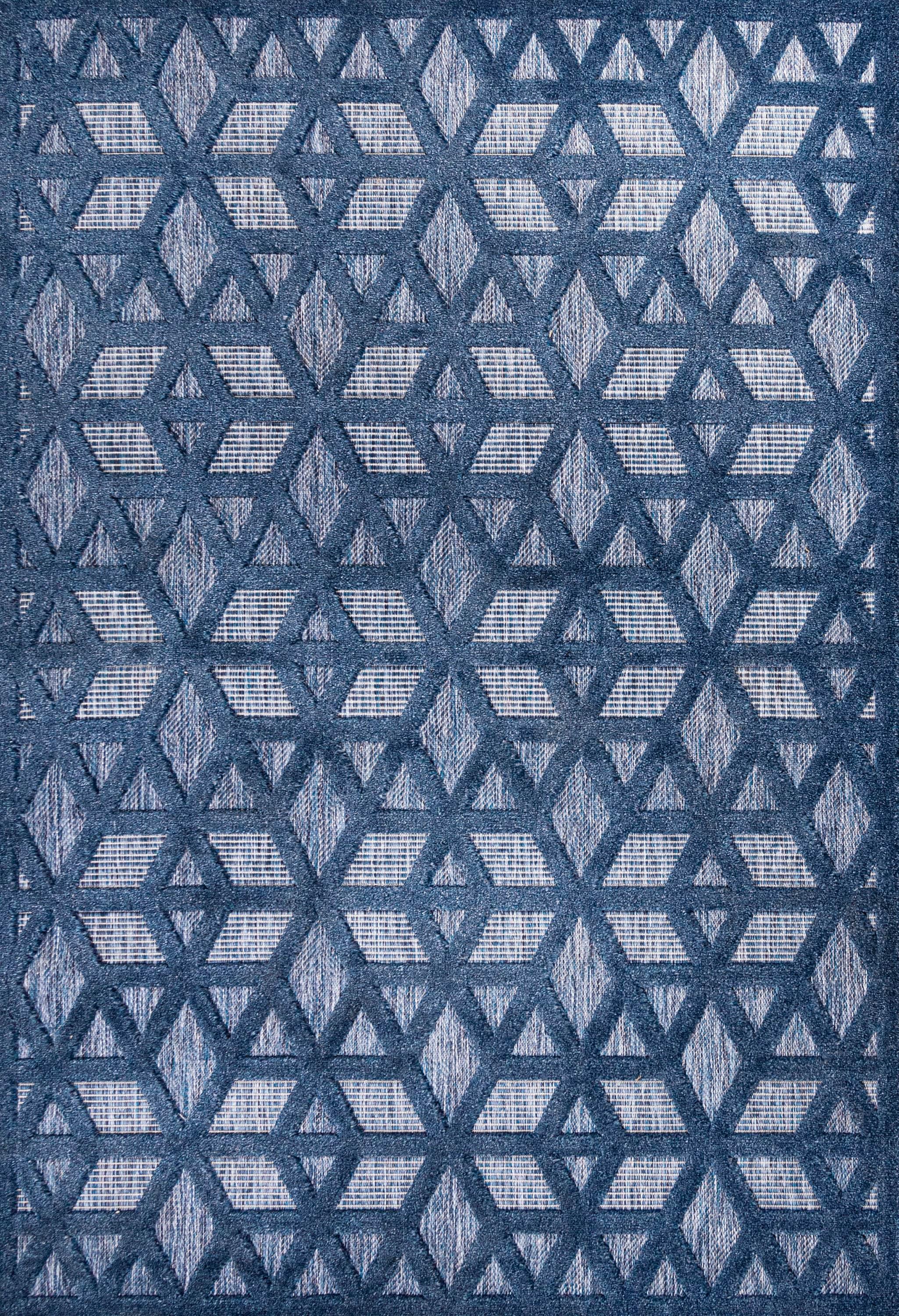 8'x10' Talaia Neutral Geometric Indoor/Outdoor Area Rug, Navy - JONATHAN Y