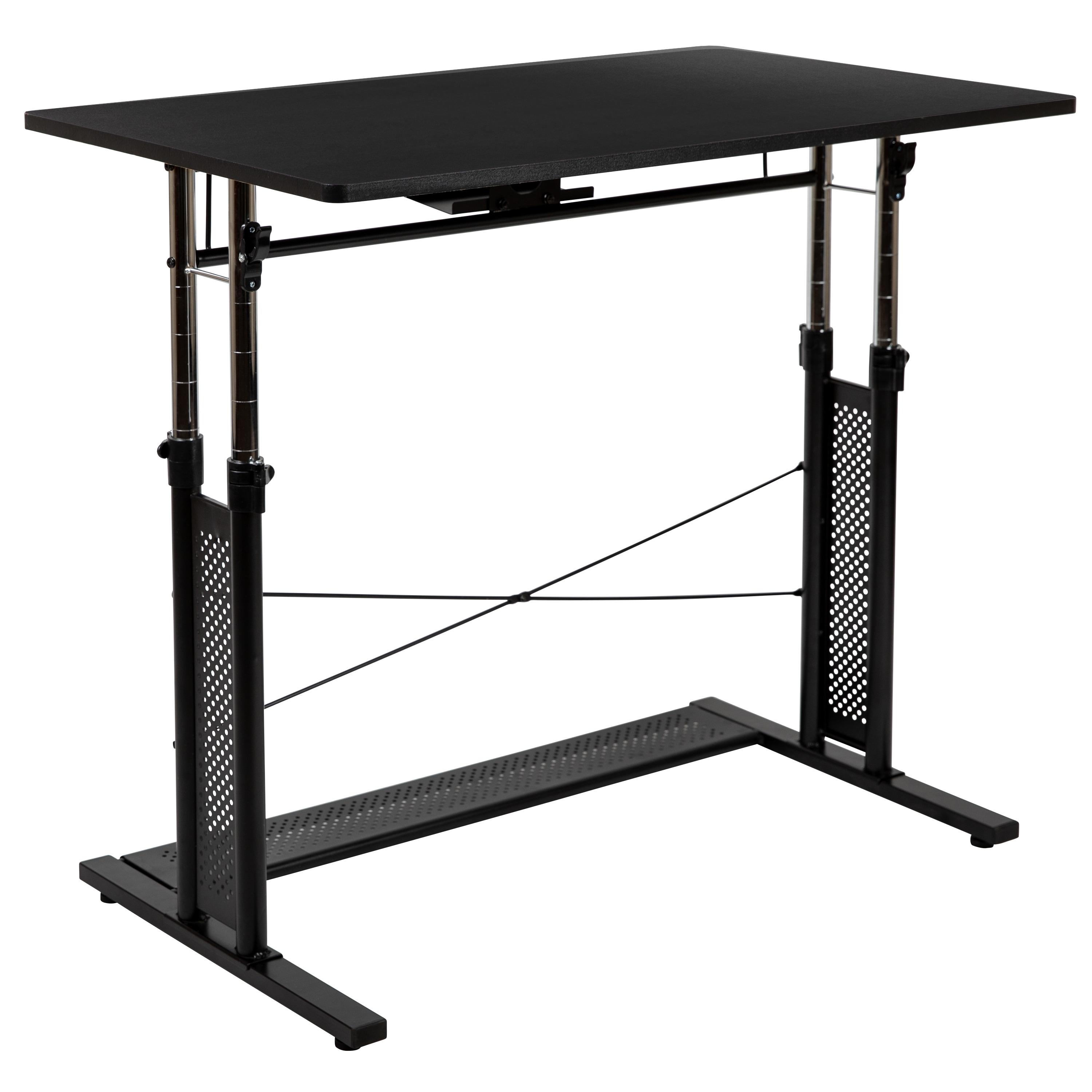 Flash Furniture Height Adjustable (27.25-35.75"H) Sit to Stand Home Office Desk - Black