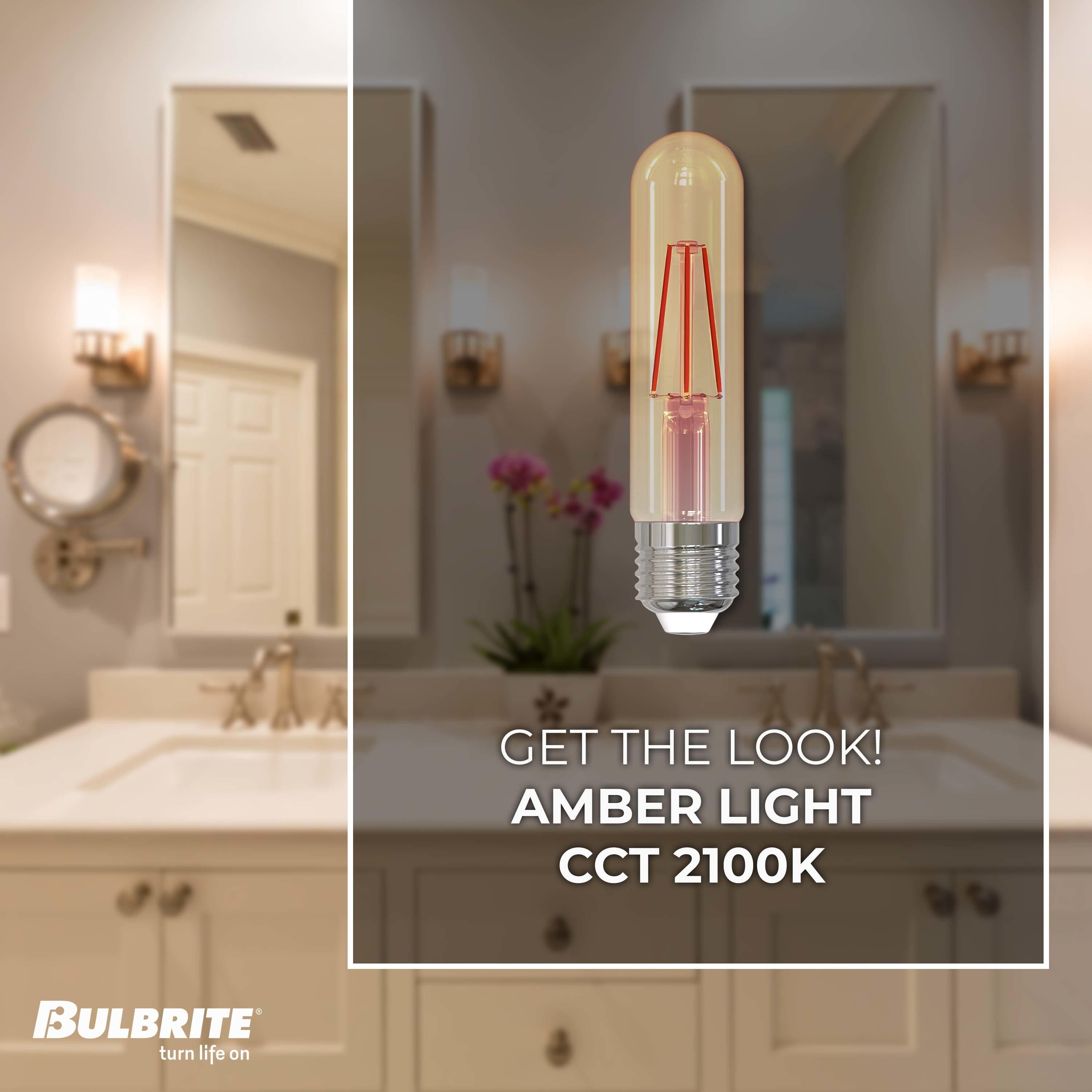 Bulbrite 2pk 3W Vintage Edison Dimmable Light Bulbs Clear: LED A19, 100W Equivalent, E26 Base, Energy Star, App Compatible