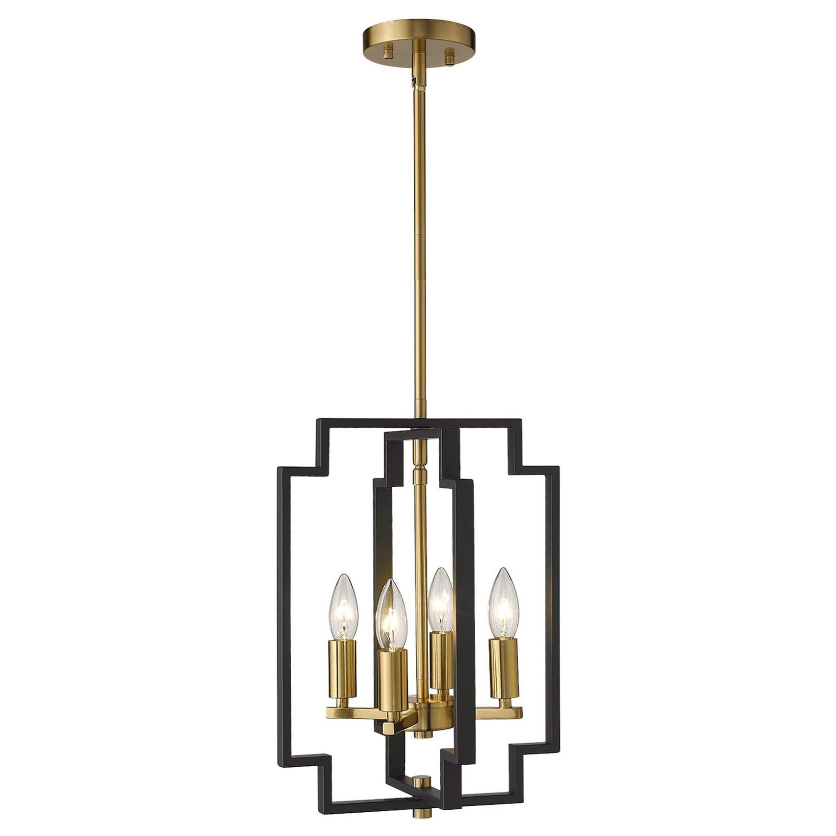 LTMATE JAZAVA 4 -Light Black and Gold Industrial Lantern Medium Hanging Pendant light