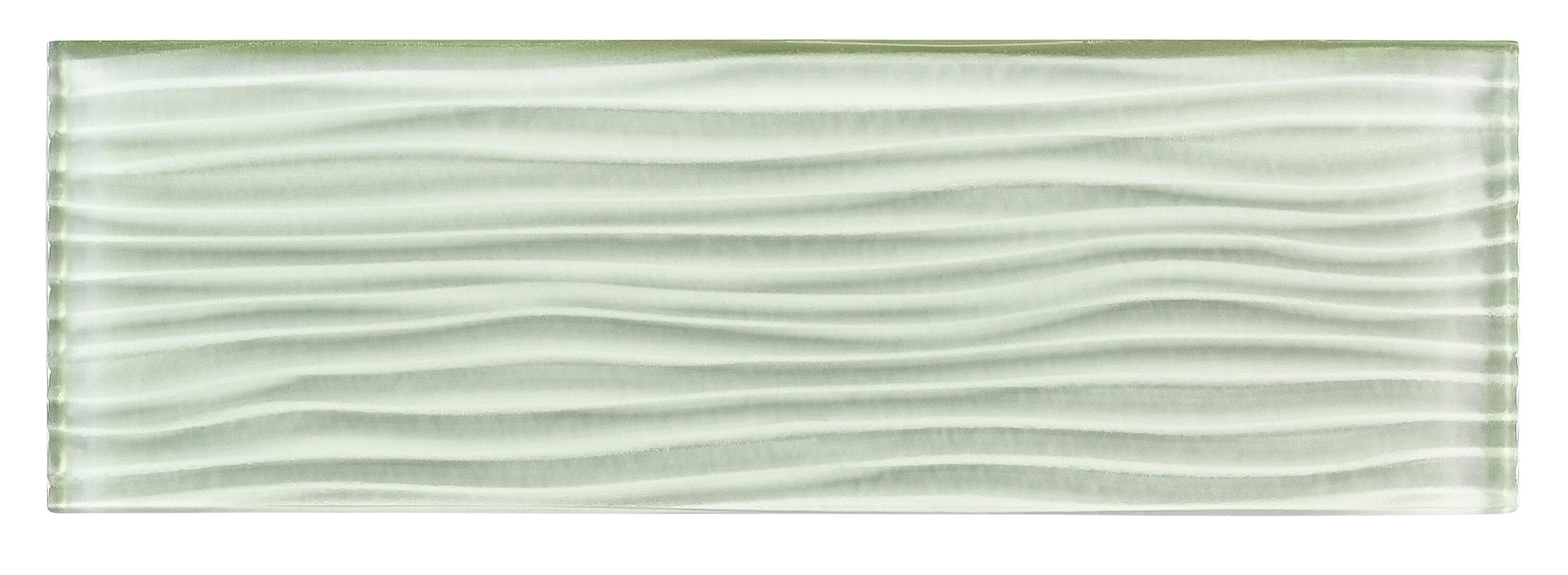 Enchant-Parade Florette Green 4-in. x 12-in. Subway Textured Polished Glass Wall & Floor Tile