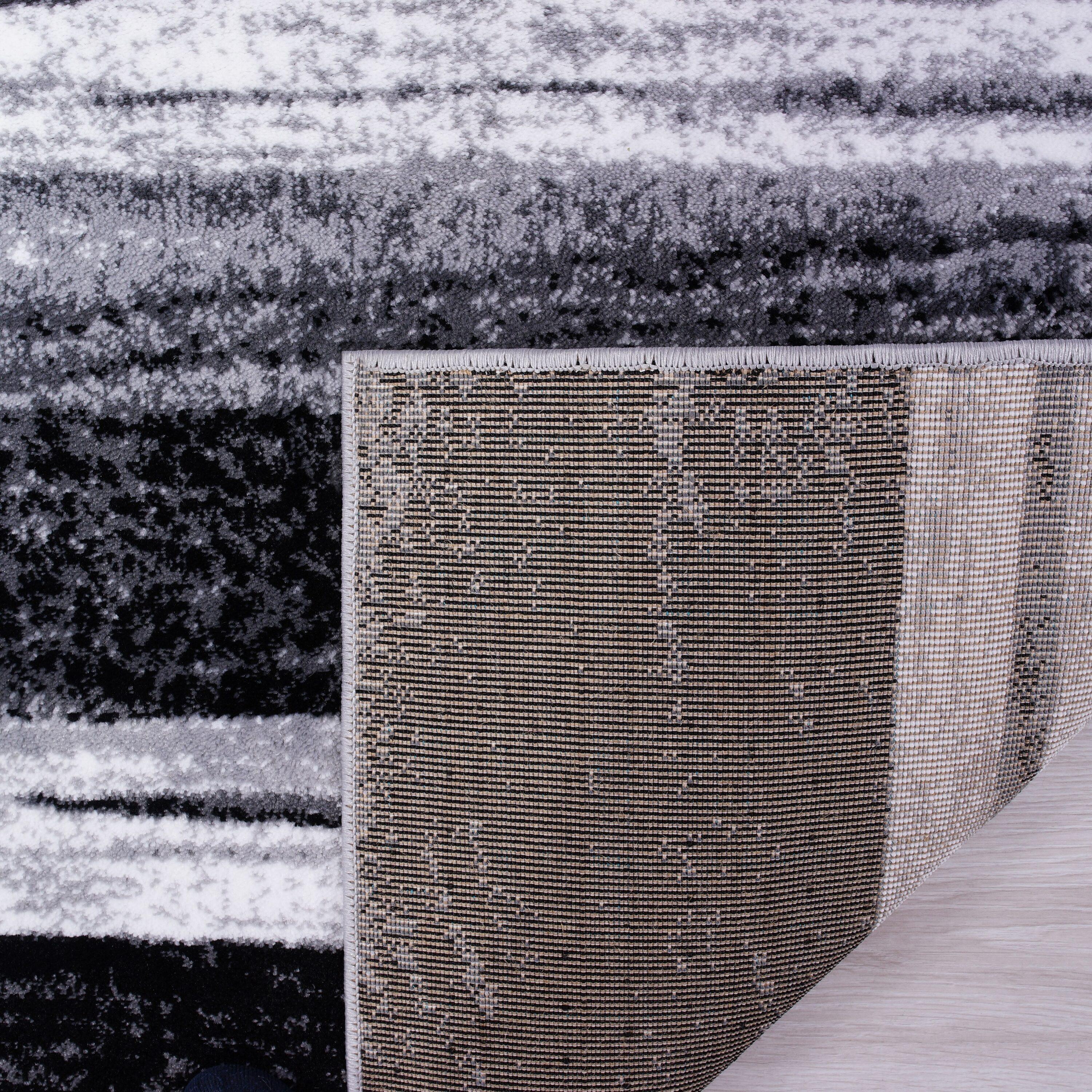 MDA Home Anatolia 5'x8' Stripe Transitional Fabric Area Rug in White/Black