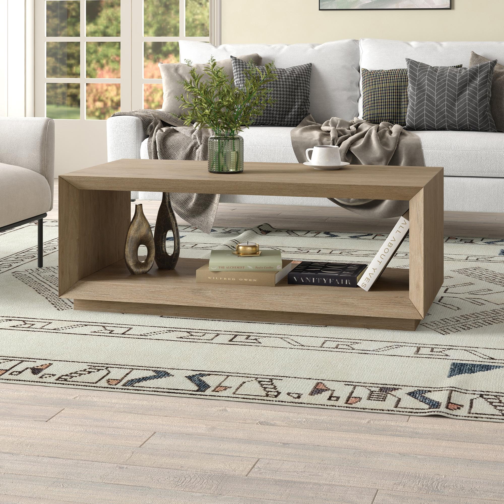 Antiqued Gray Oak Rectangular MDF Coffee Table