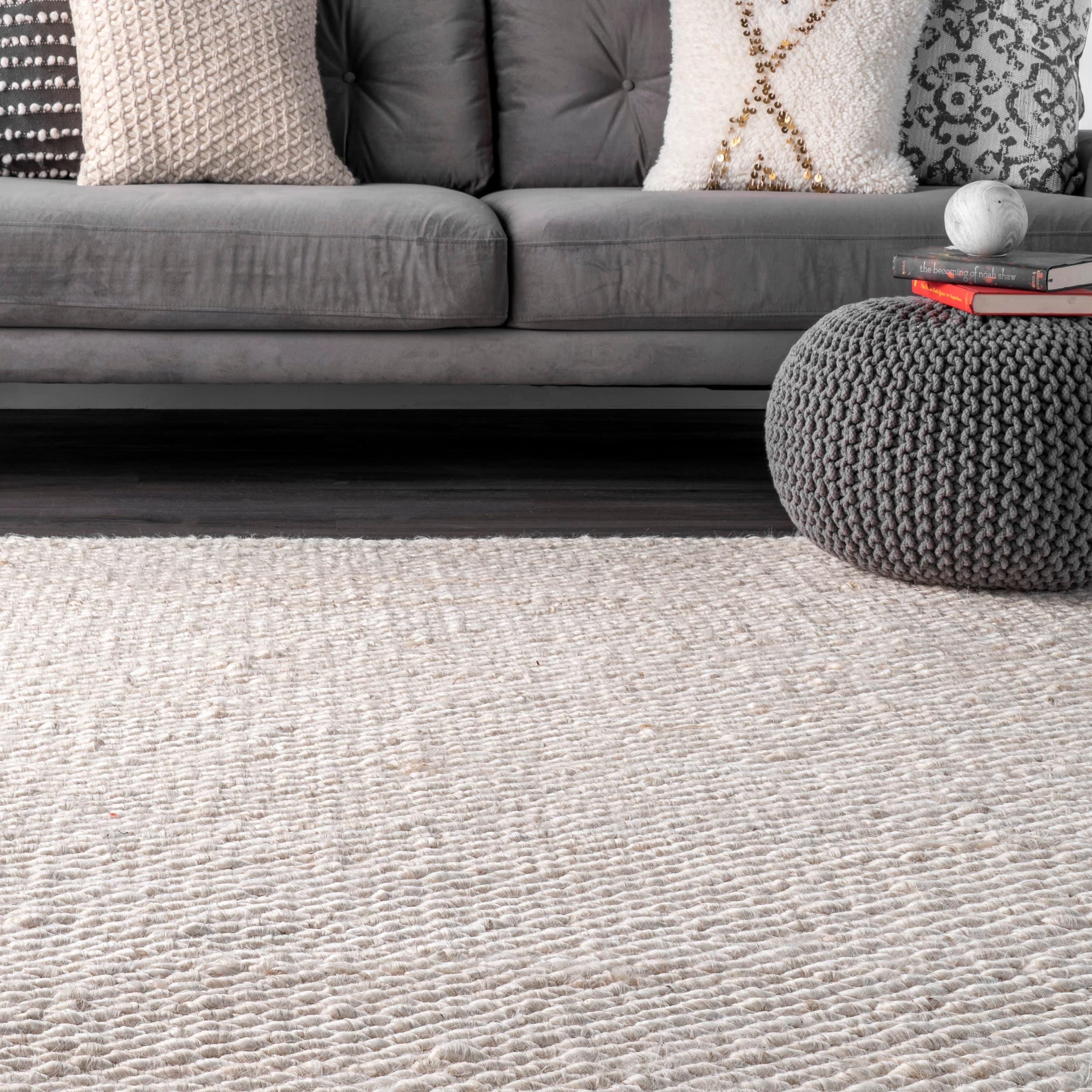 Nuloom Hailey Solid 4x6 Jute Indoor Area Rug for Dining Room Rug Neutral Rug Living Room Rug Kitchen, Off White