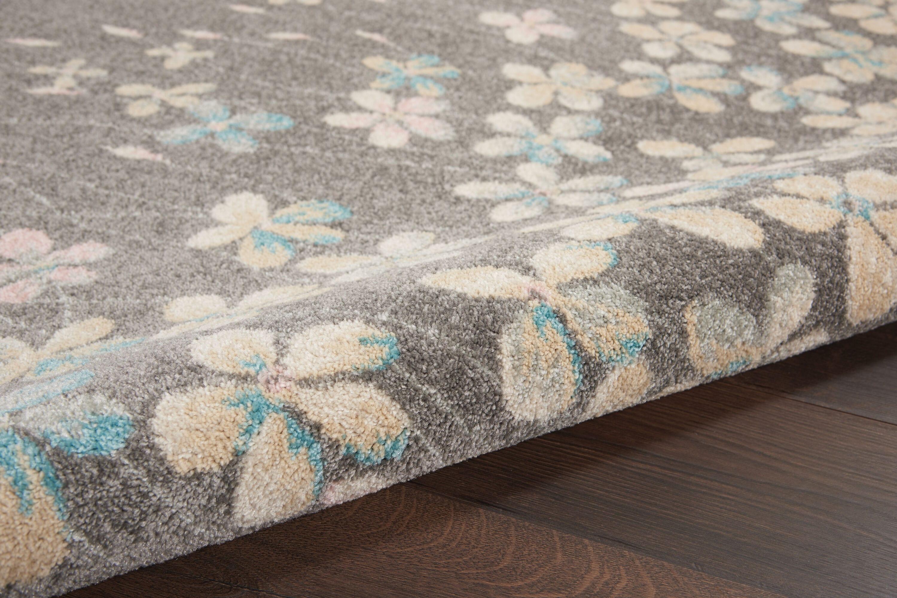 Nourison Tranquil 4' X 6' Grey/Beige Area Rug Bohemian Botanical Vine and Bloom by Nourison