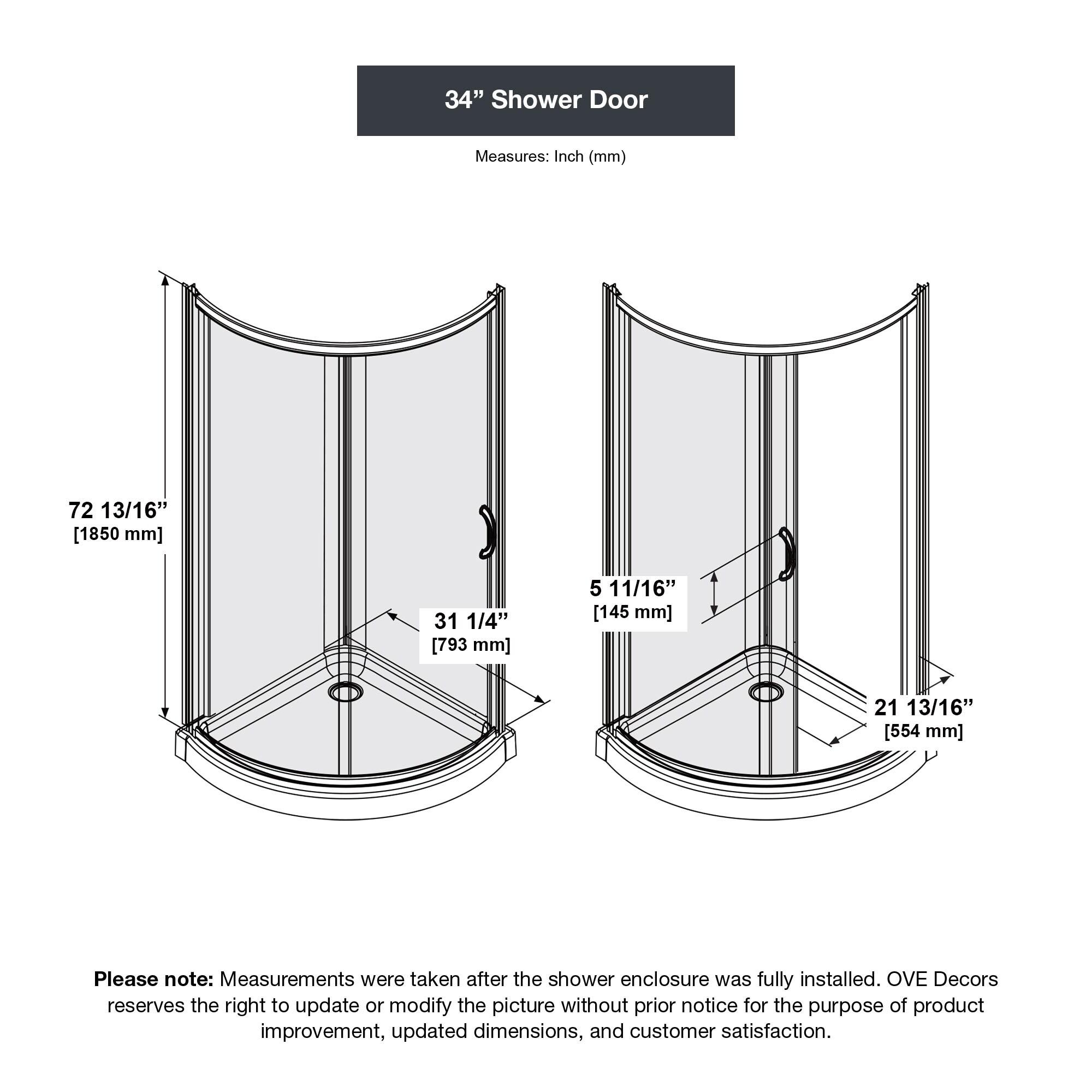 Ove Decors Breeze_34_withouth_walls OVE Decors Breeze Premium 35 in. Framed Round Shower Kit w/ Clear Glass, Base in Chrome Finish