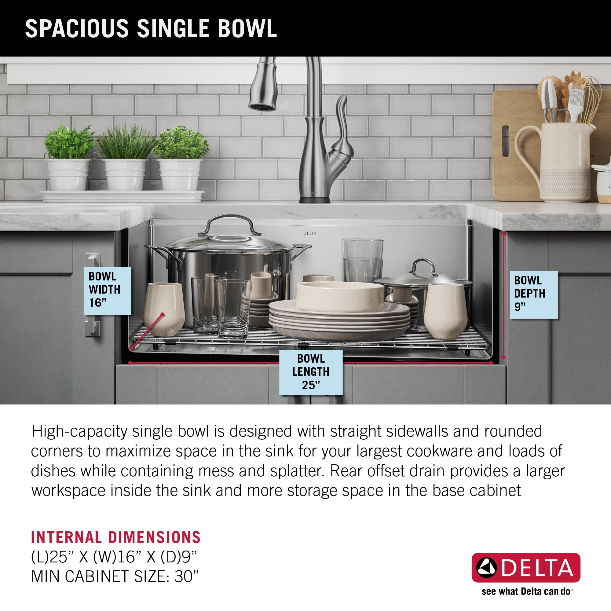 Delta Lorelai Workstation Kitchen Sink Undermount Stainless Steel Single Bowl with WorkFlow™ Ledge