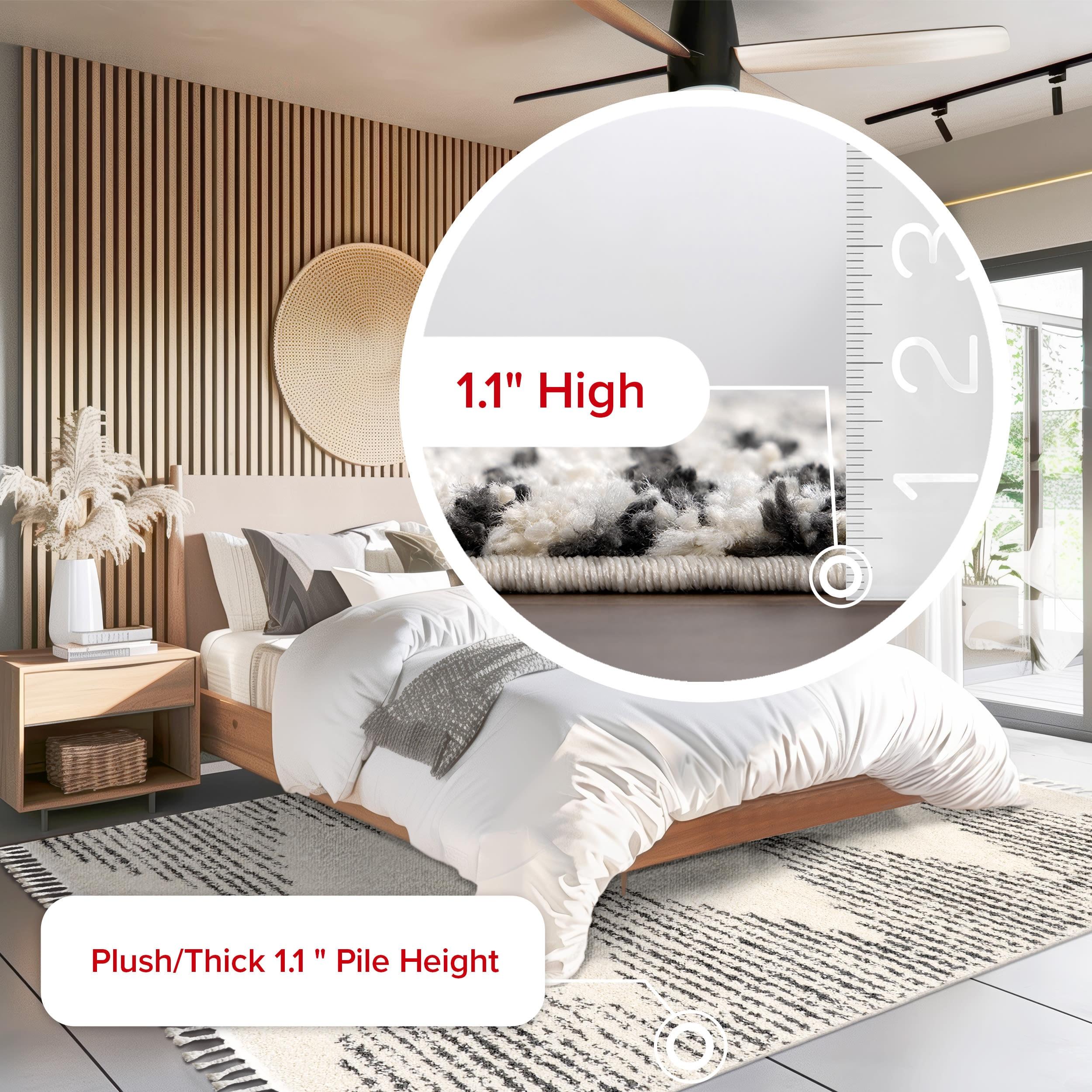 Nuloom Bria Trellis 12x15 Shag Indoor Area Rug for Living Room Bedroom Dining Room Nursery, Off White/Charcoal
