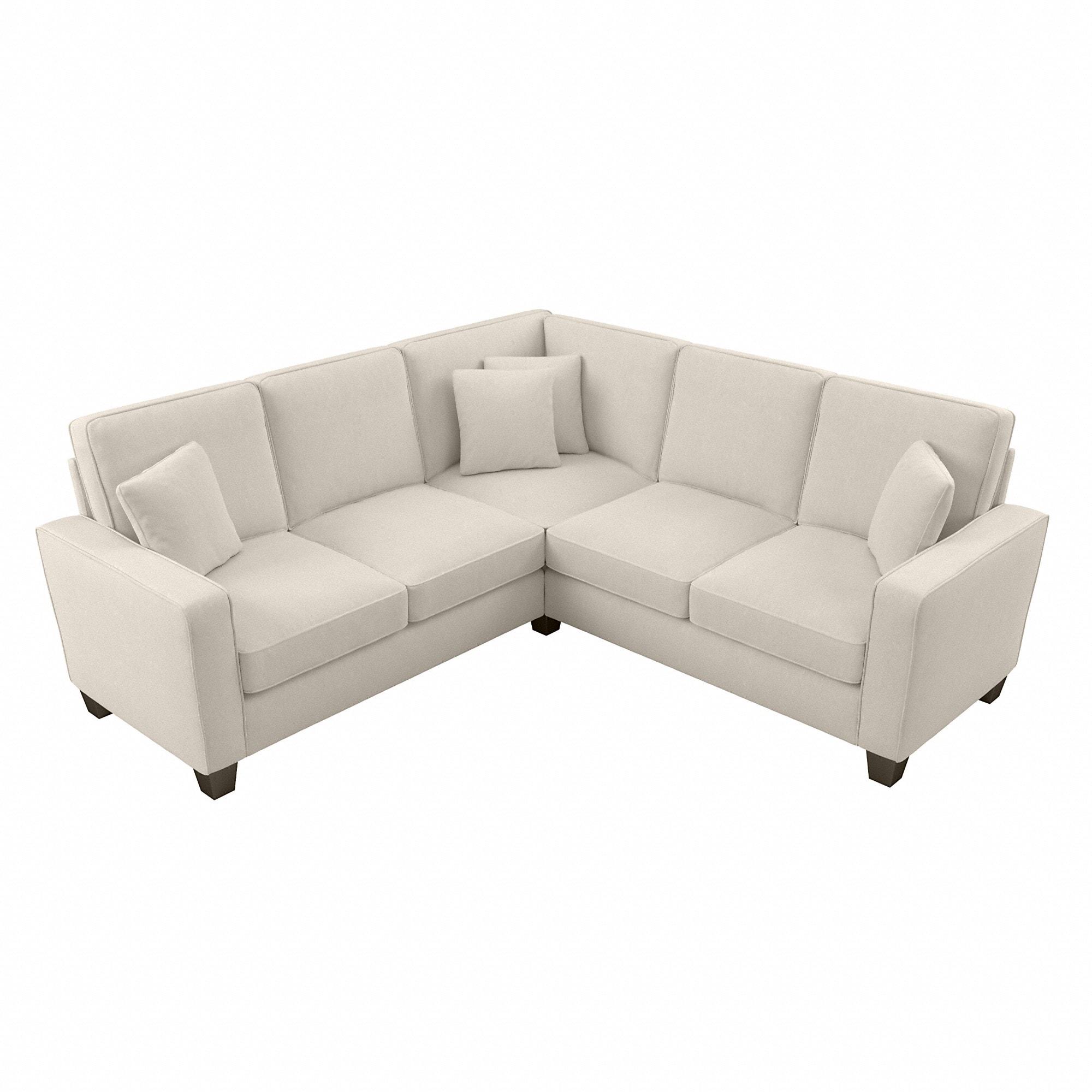 Stockton 87W L Shaped Sectional Couch in Cream Herringbone Fabric