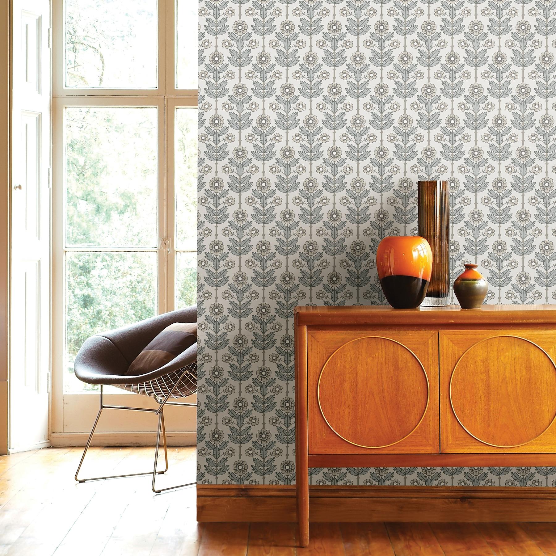 A-Street Prints 2948-28005 Aya Floral Wallpaper, 20.5in by 33ft, White