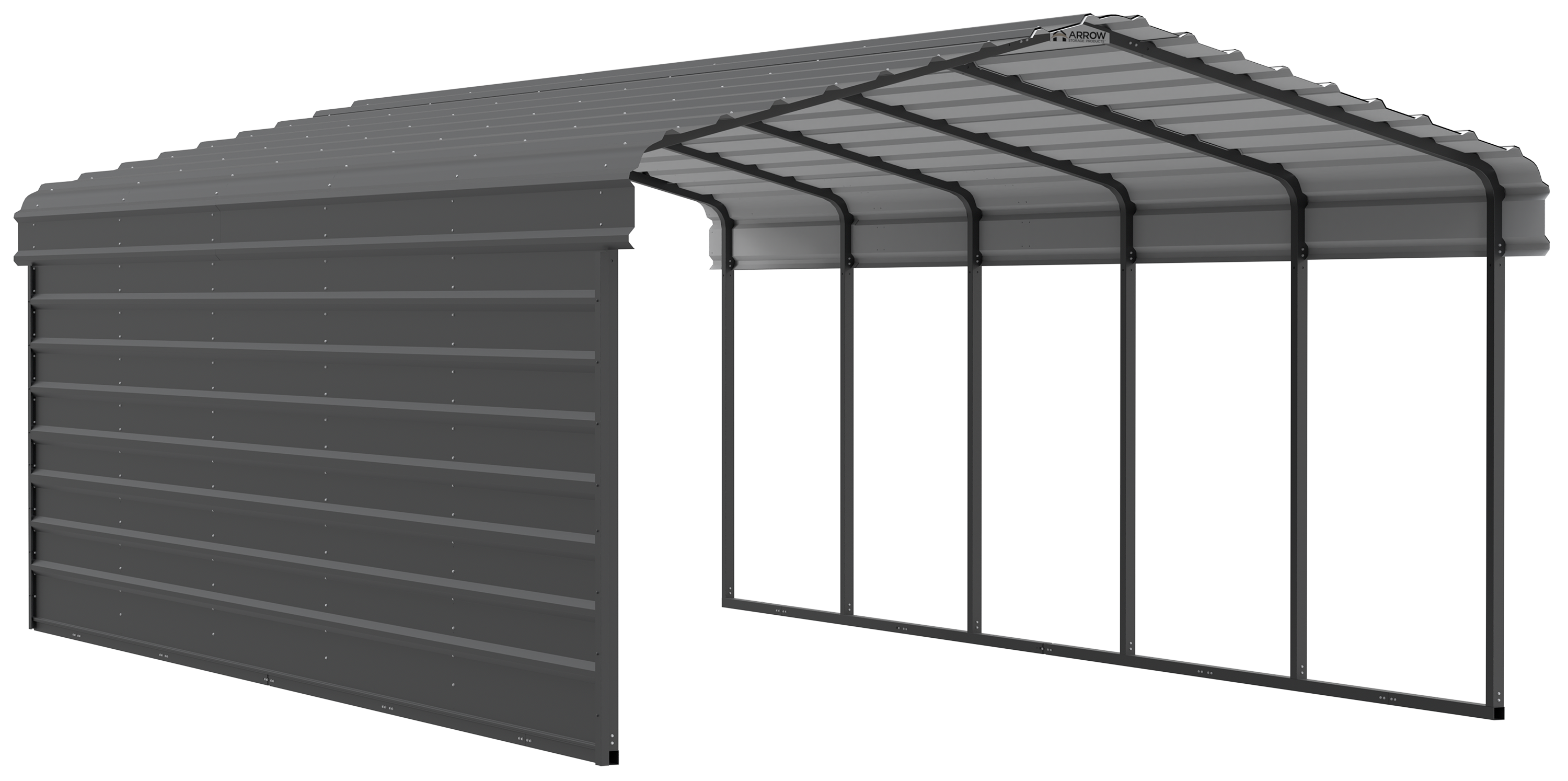 Arrow Arrow Steel Carport with 1 Side Wall Kit, 12X24X07
