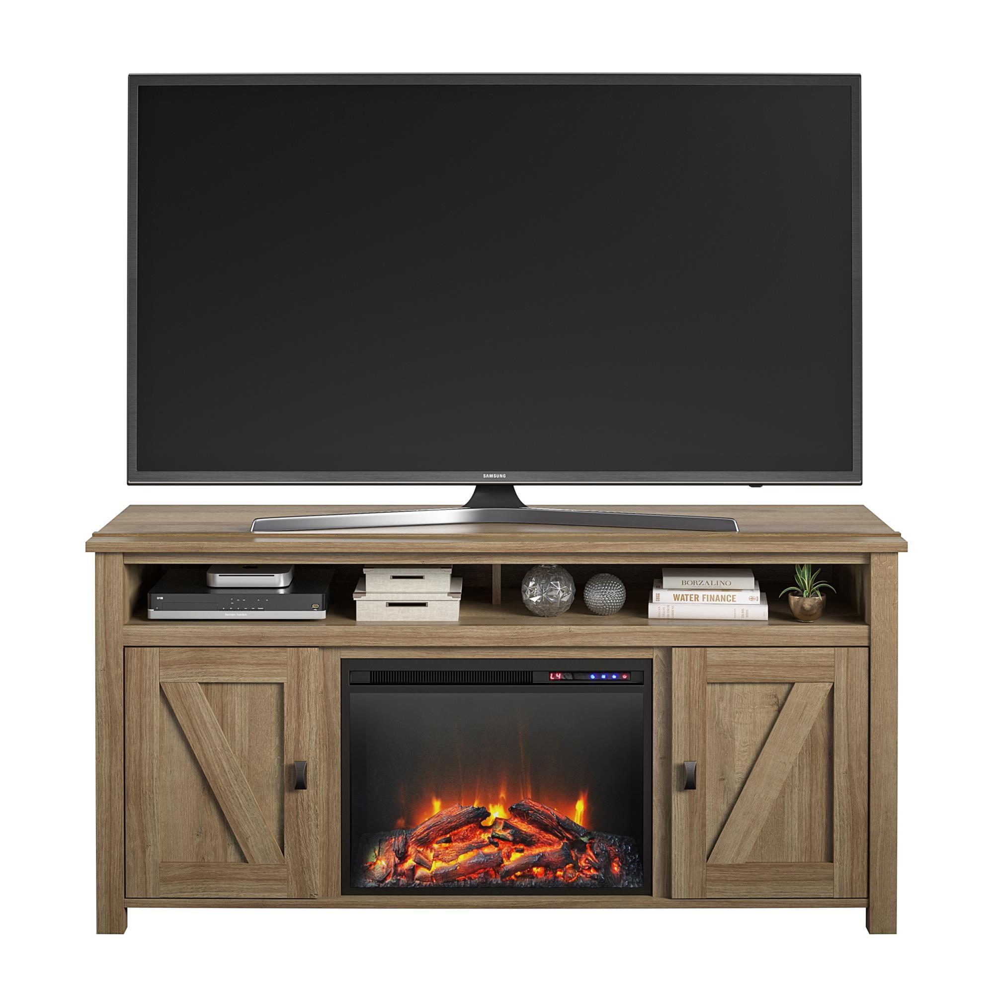 Ameriwood Home Farmington Electric Fireplace Space Heater TV Console for TVs up to 60", Natural