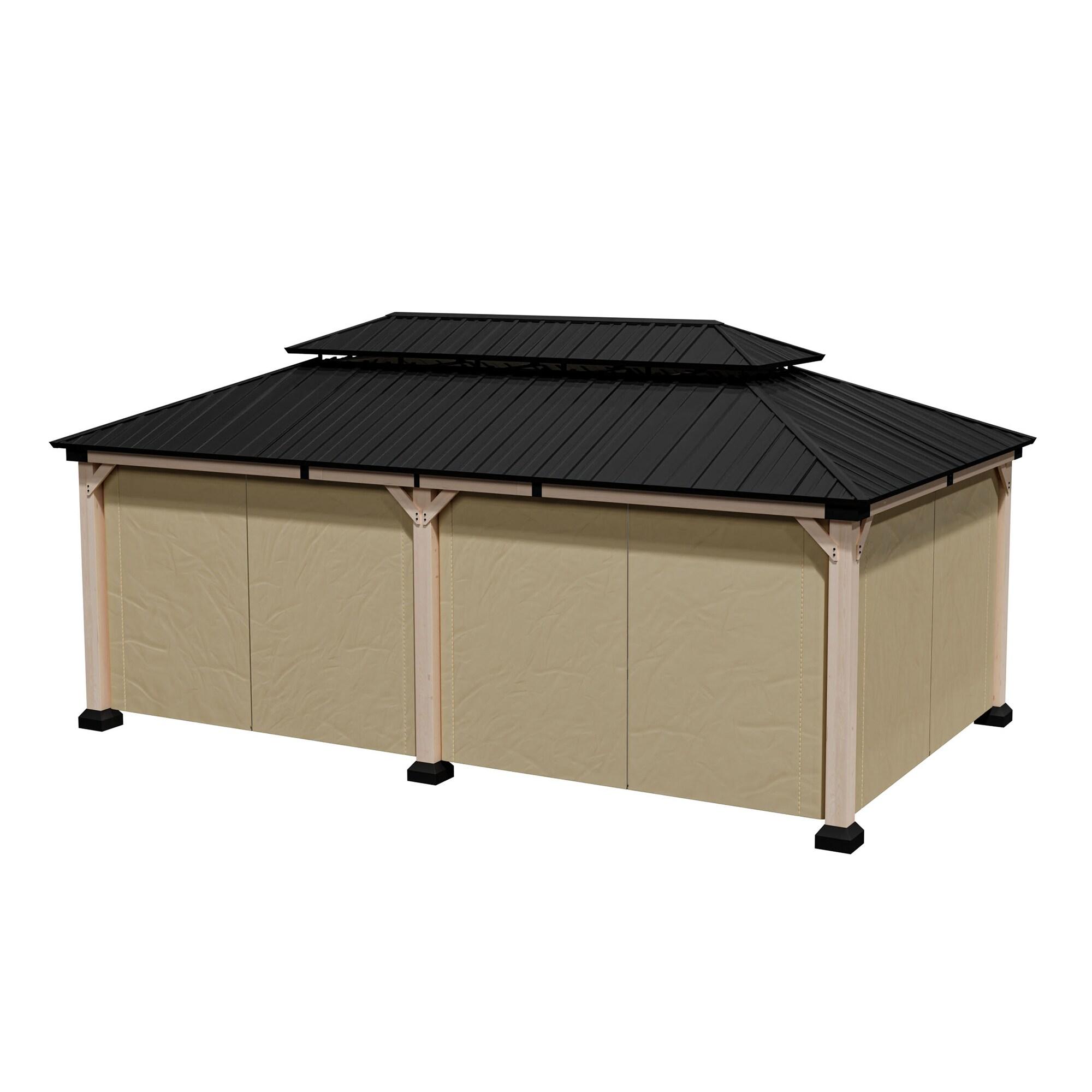 mondawe Dorey 20 Ft. W x 12 Ft. D Solid Cedar Wood Patio Gazebo with Curtains