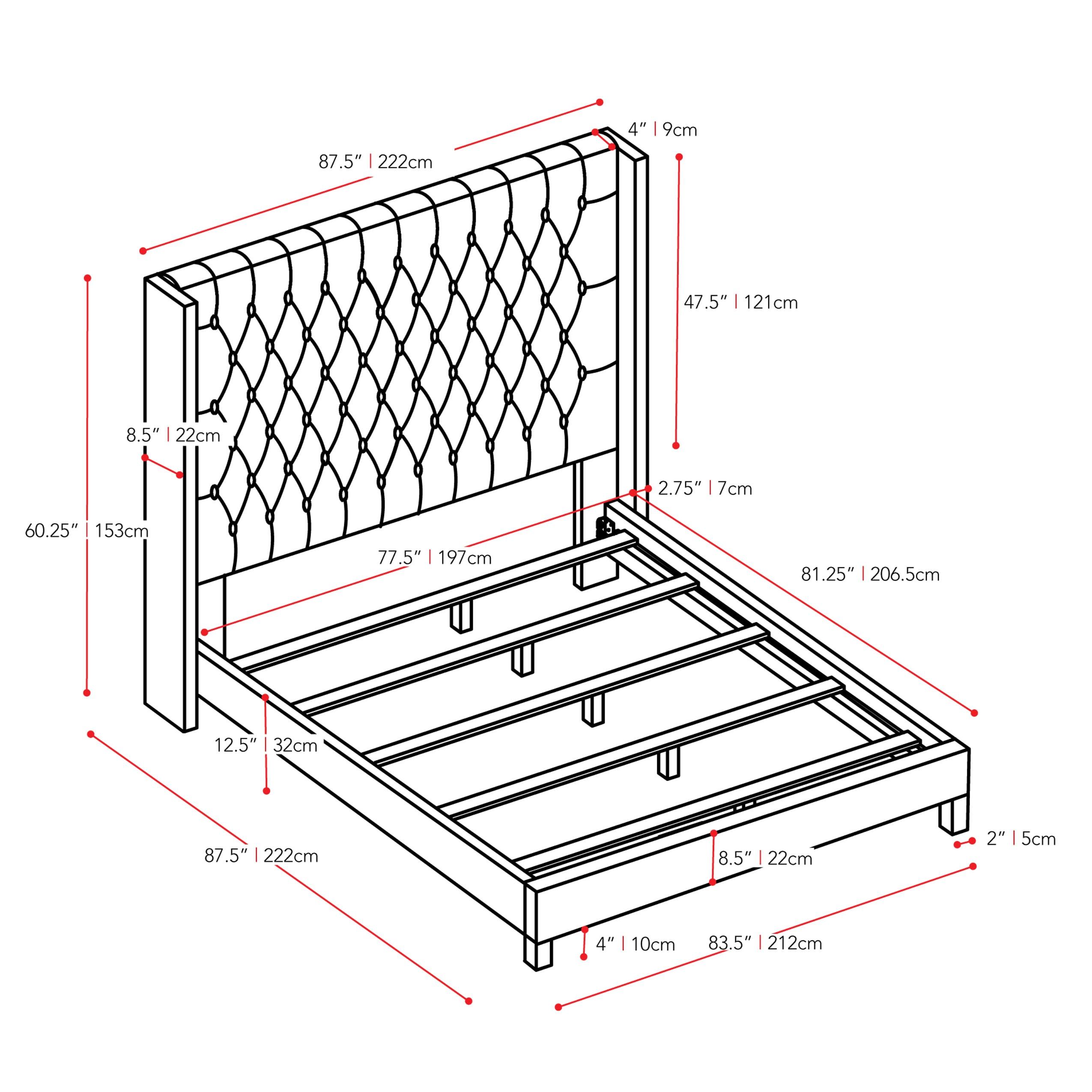 King Fairfield Fabric Tufted Bed with Wings - CorLiving