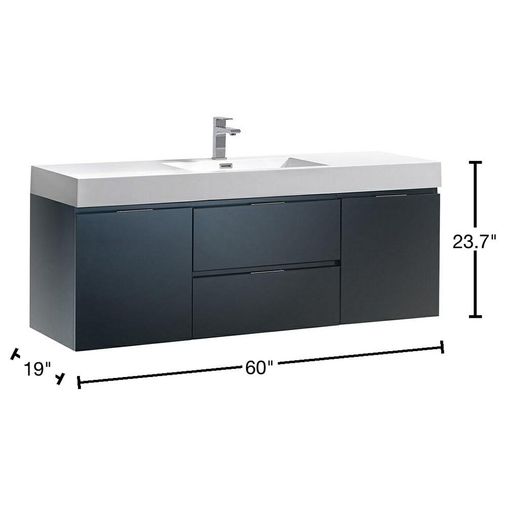 Valencia 60" Wall Mount Single Sink Bathroom Vanity with Top and Sink (Faucet Not Included)