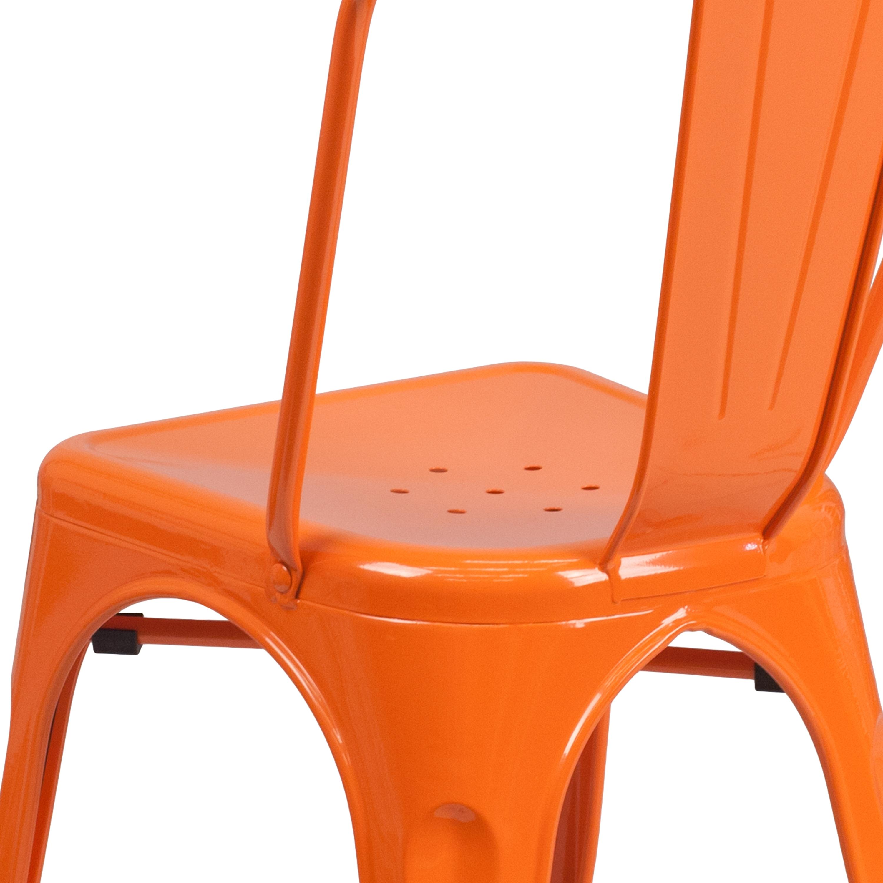 Flash Furniture Commercial Grade Orange Metal Indoor-Outdoor Stackable Chair