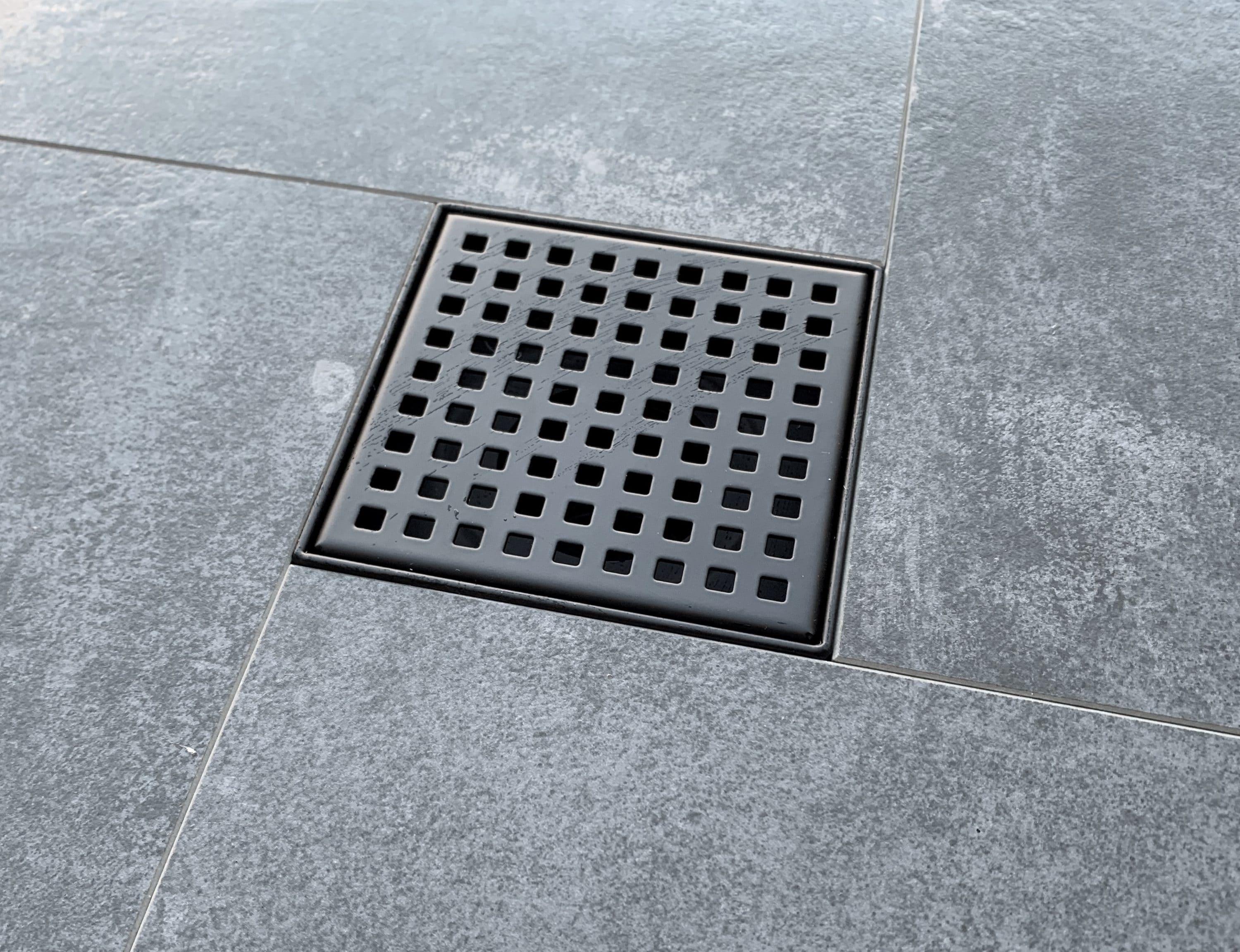 Matte Black Stainless Steel Square Shower Drain with Strainer