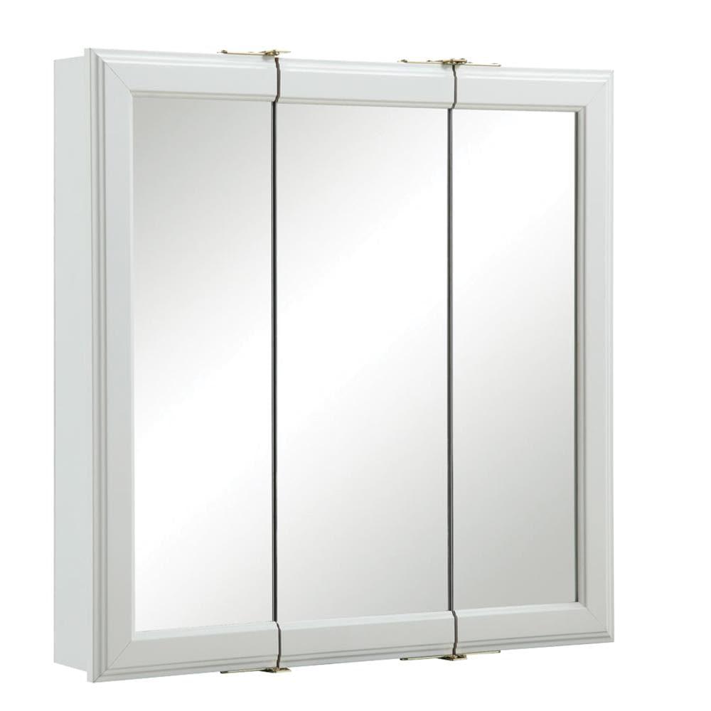 24 Inch Bathroom Medicine Cabinet, Wall Mounted, 3 Mirror, Doors White – Design House, 535849-WHT