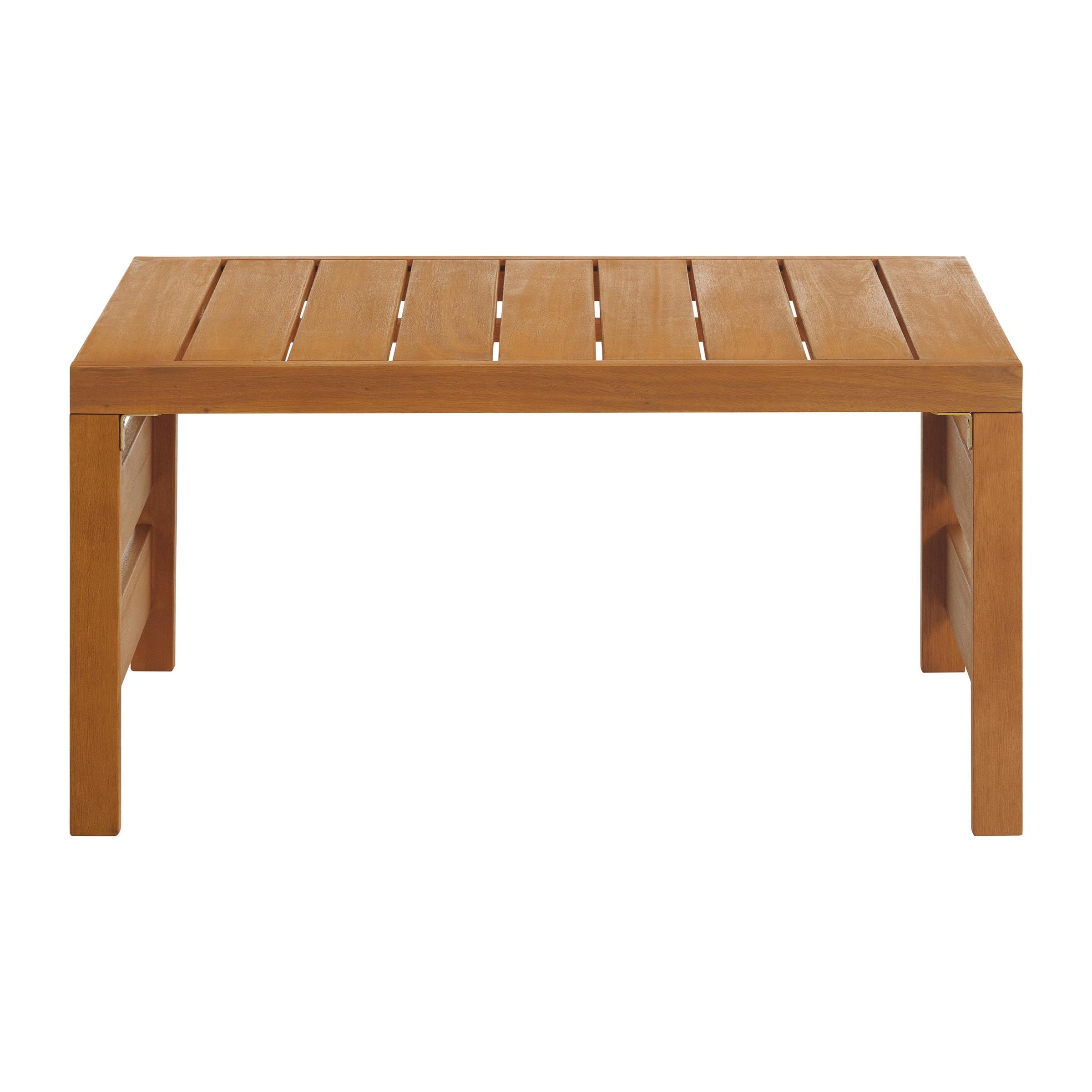 Alaterre Furniture Barton Eucalyptus Wood Outdoor Slotted Coffee Table Brown