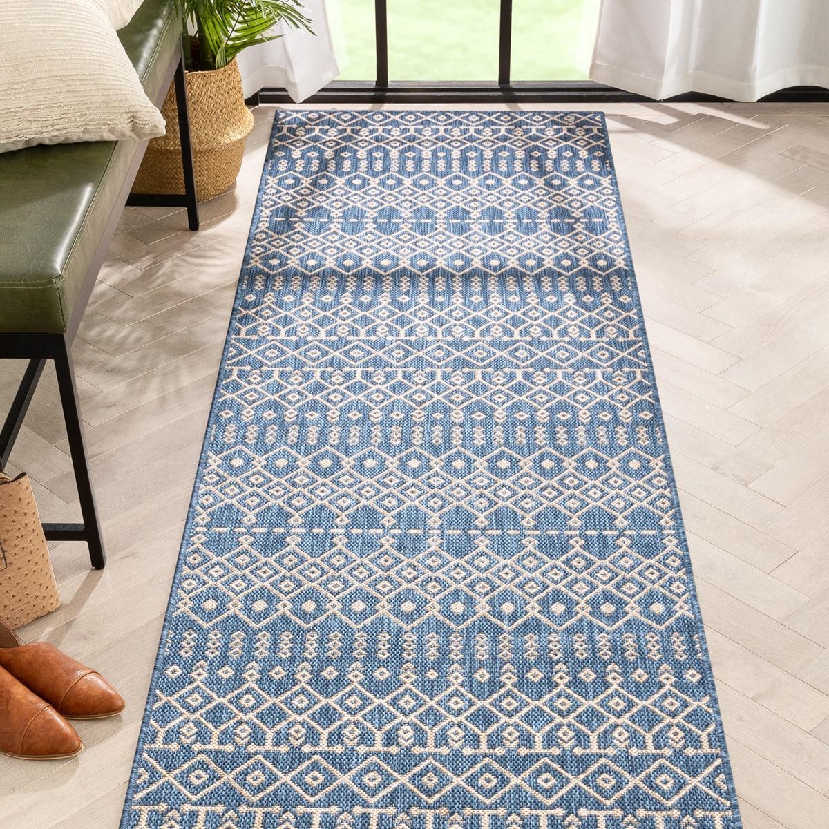 Marshanna Nord Trellis Blue Indoor/Outdoor Flat-Weave Area Rug