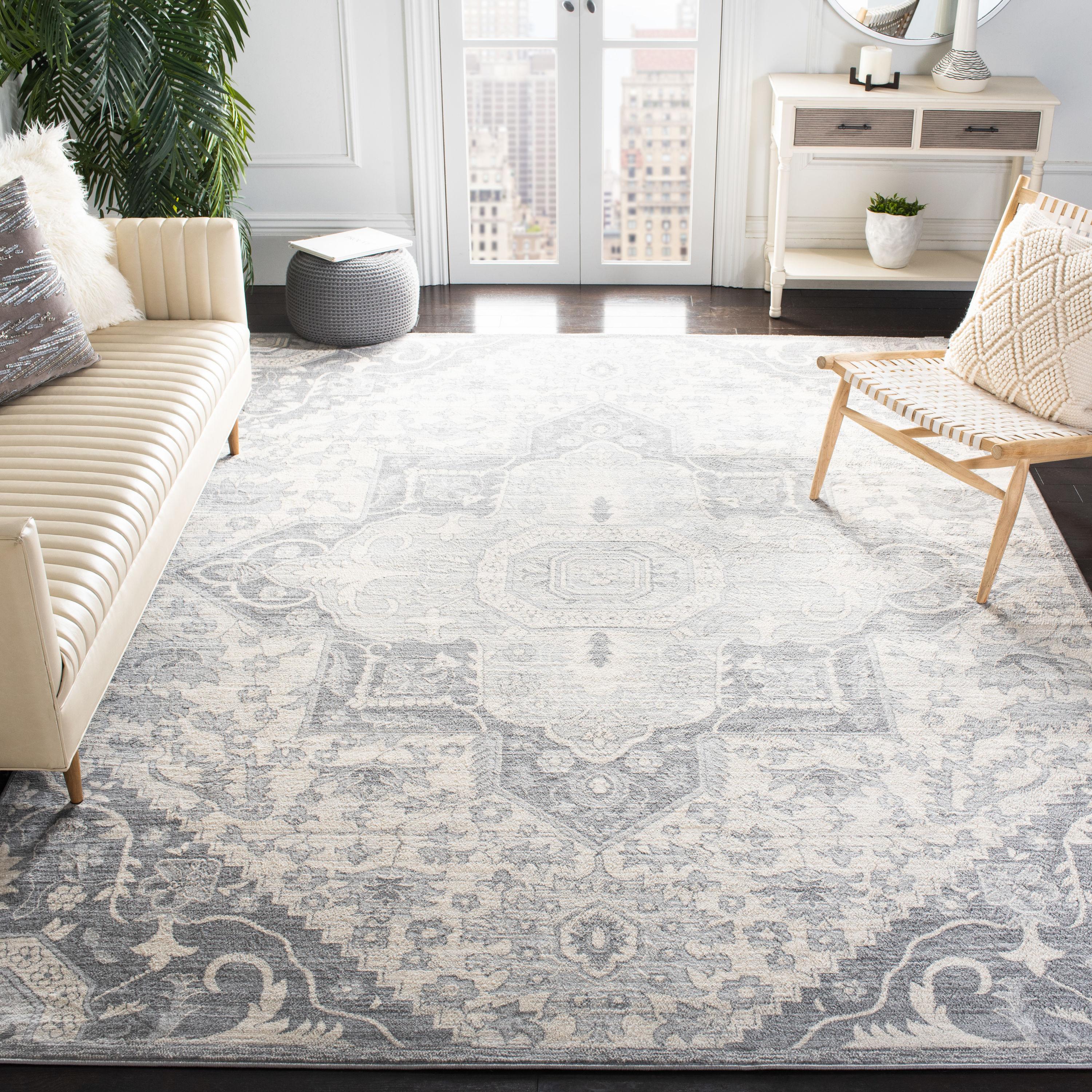 Brentwood BNT816 Power Loomed Indoor Area Rug - Grey/Cream - 8'x10' - Safavieh