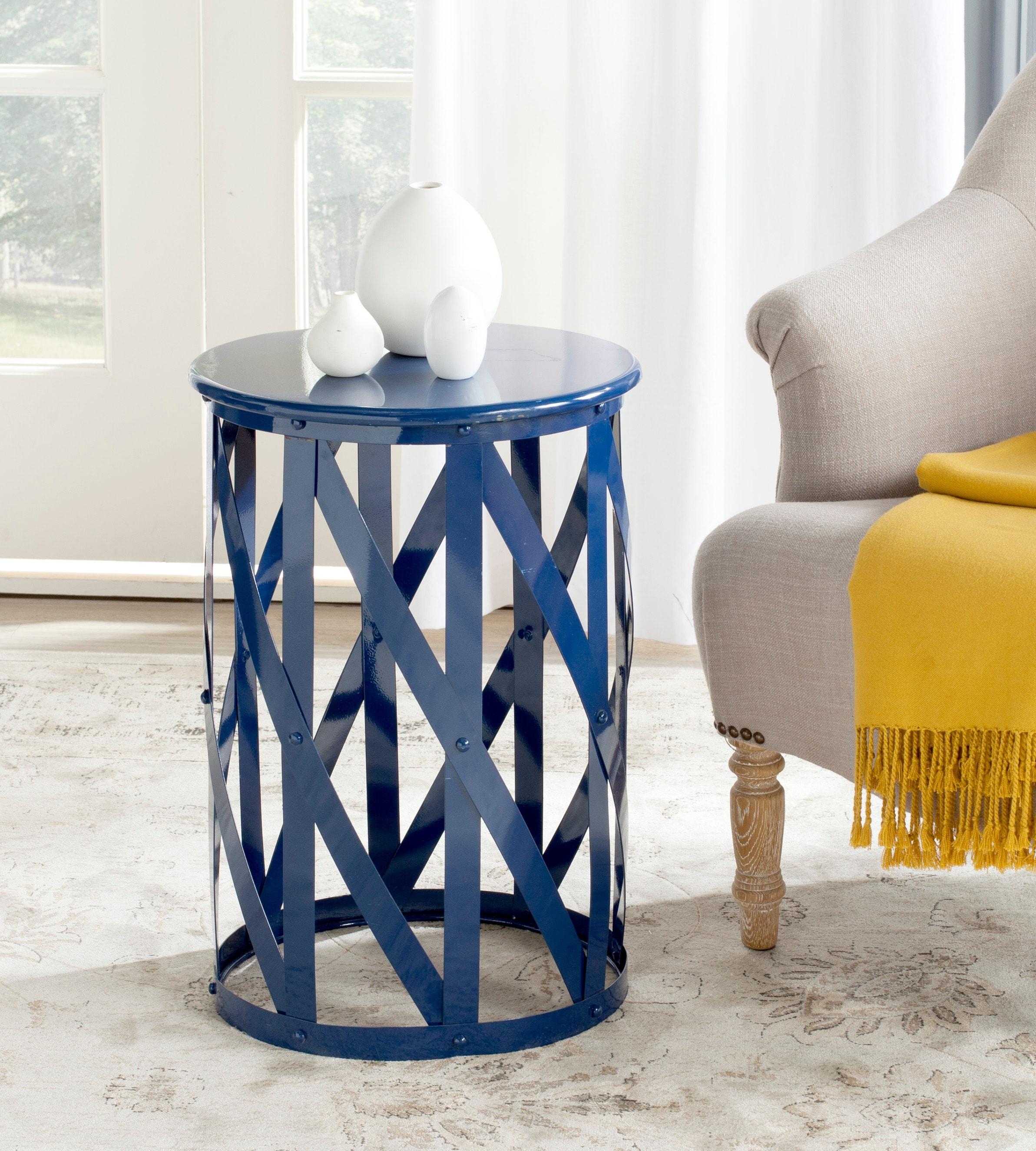 Bertram Lattice Accent Table - Navy - Safavieh.