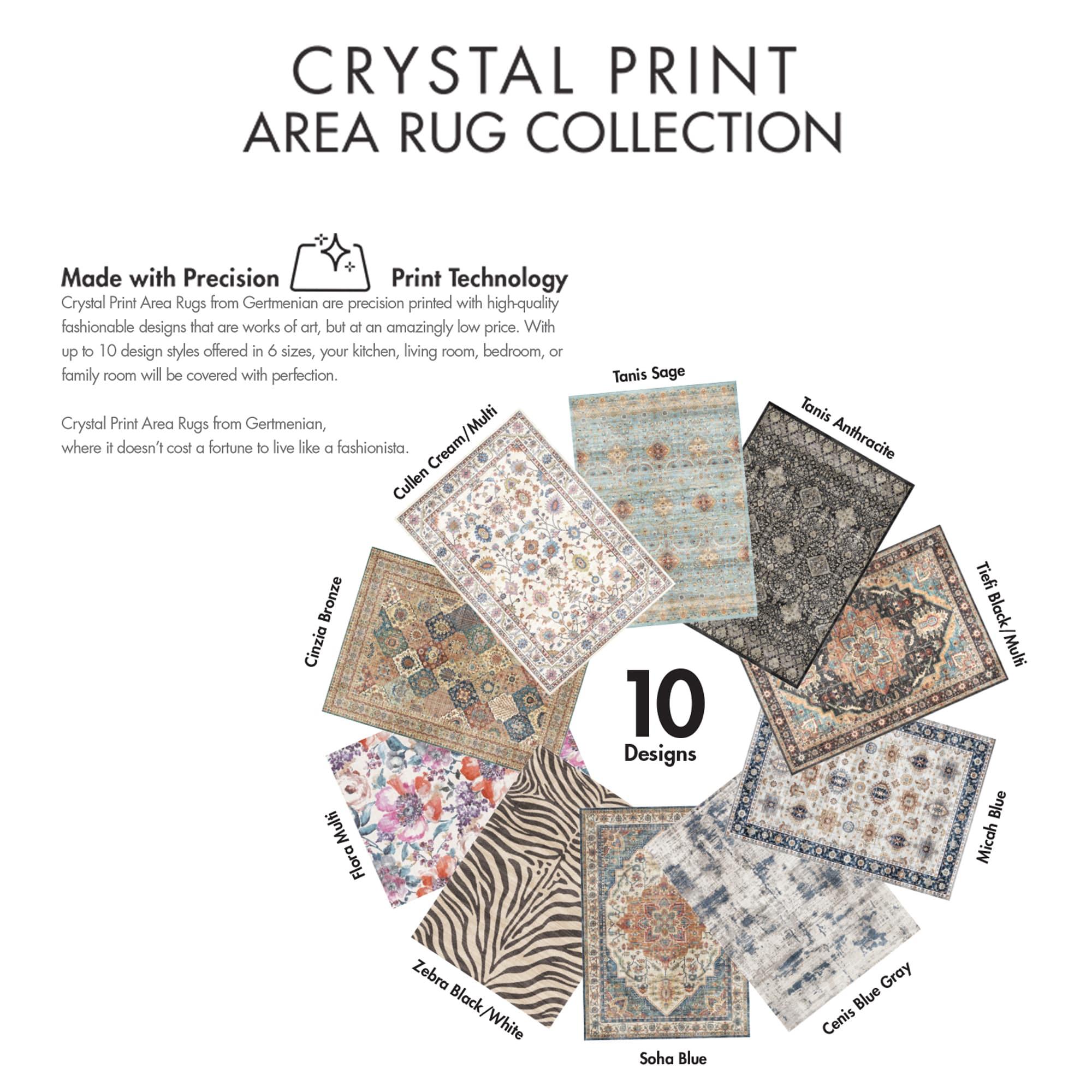 Gertmenian Crystal Print Cinzia Washable Digital Print Traditional Patchwork Border Area Rug