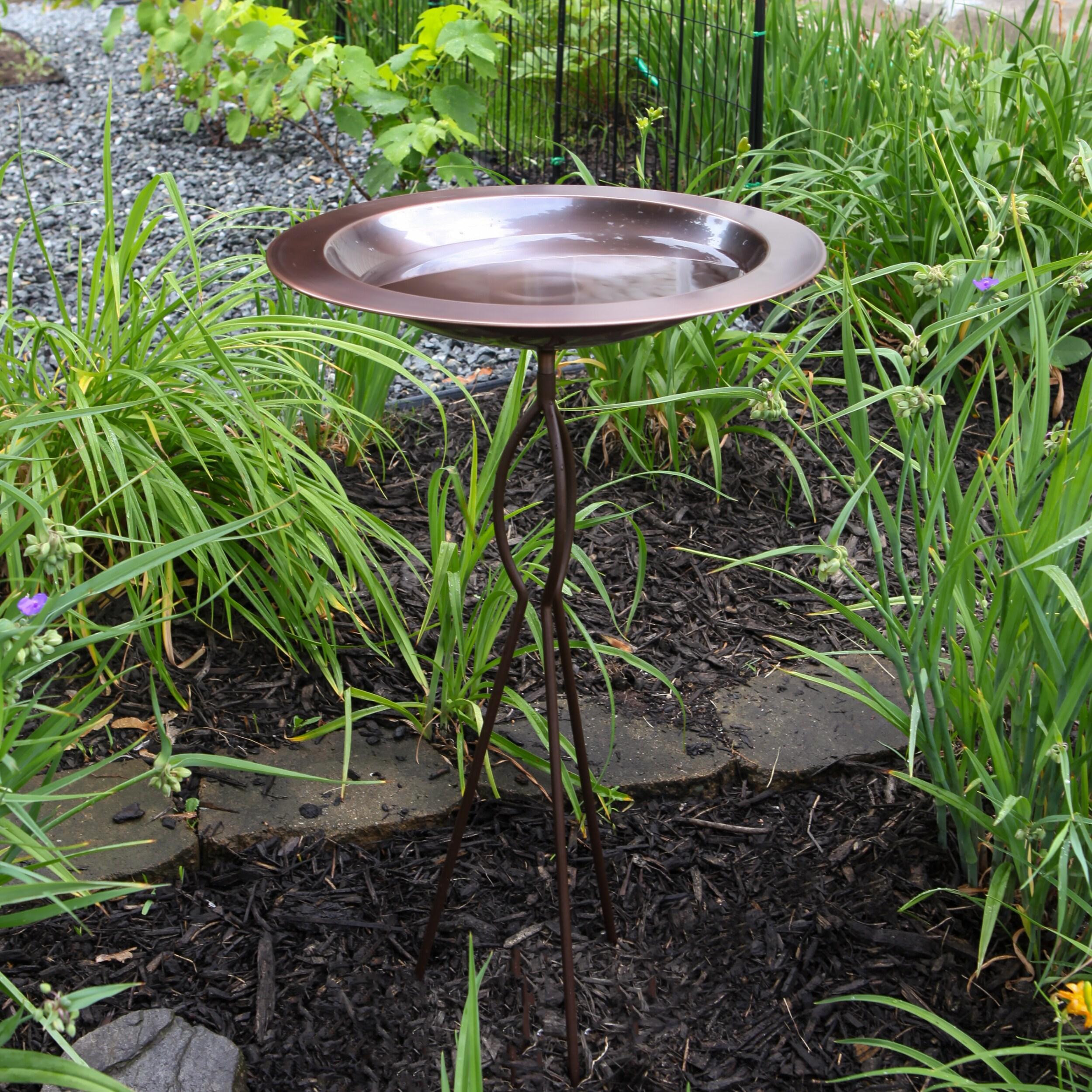 18" Classic Copper Birdbath with Tripod Stake