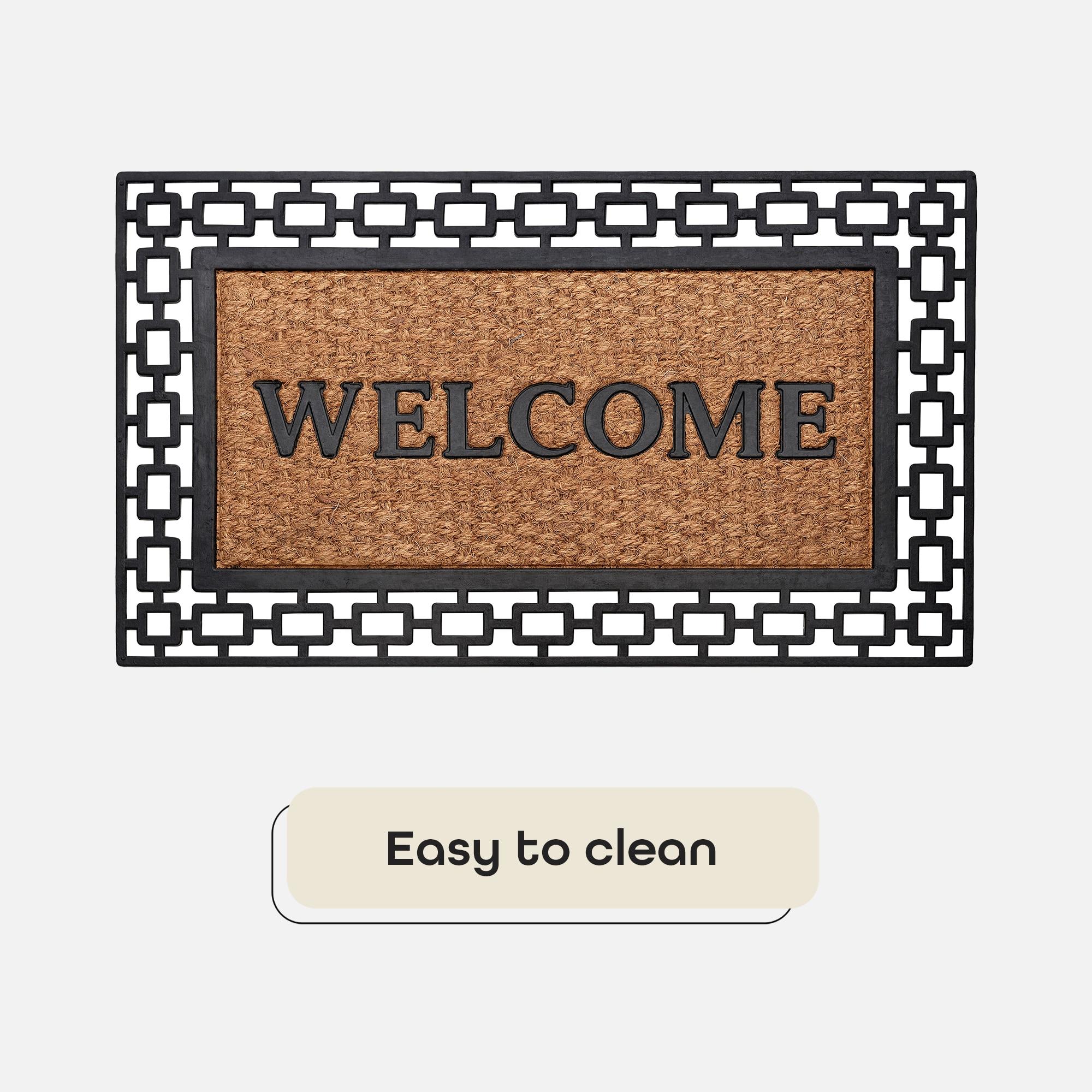 Wrought Iron Rubber Door Mat, 18" L x 30" W, Rectangle, Art Deco