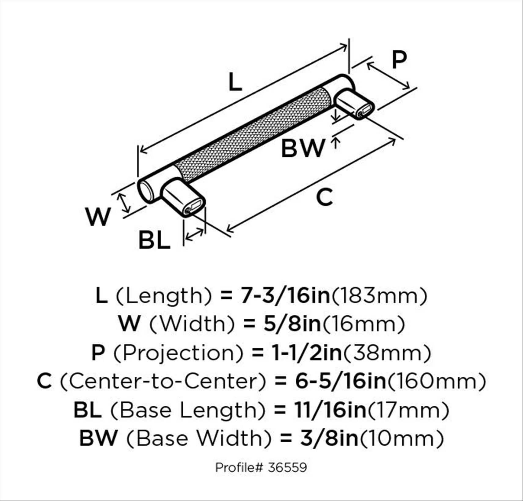 Amerock Esquire 6-5/16 inch (160mm) Center-to-Center Polished Nickel/Gunmetal Cabinet Pull