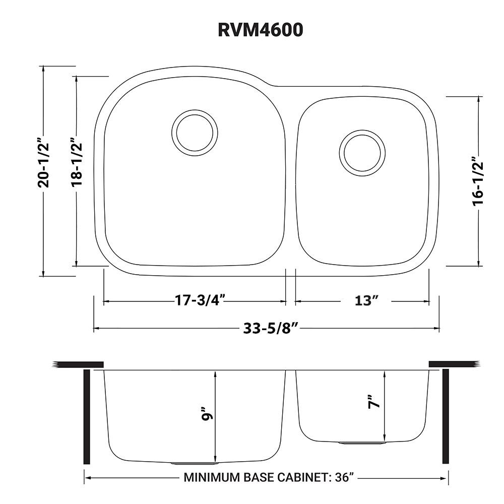 Ruvati 34-inch Undermount 60/40 Double Bowl 16 Gauge Stainless Steel Kitchen Sink