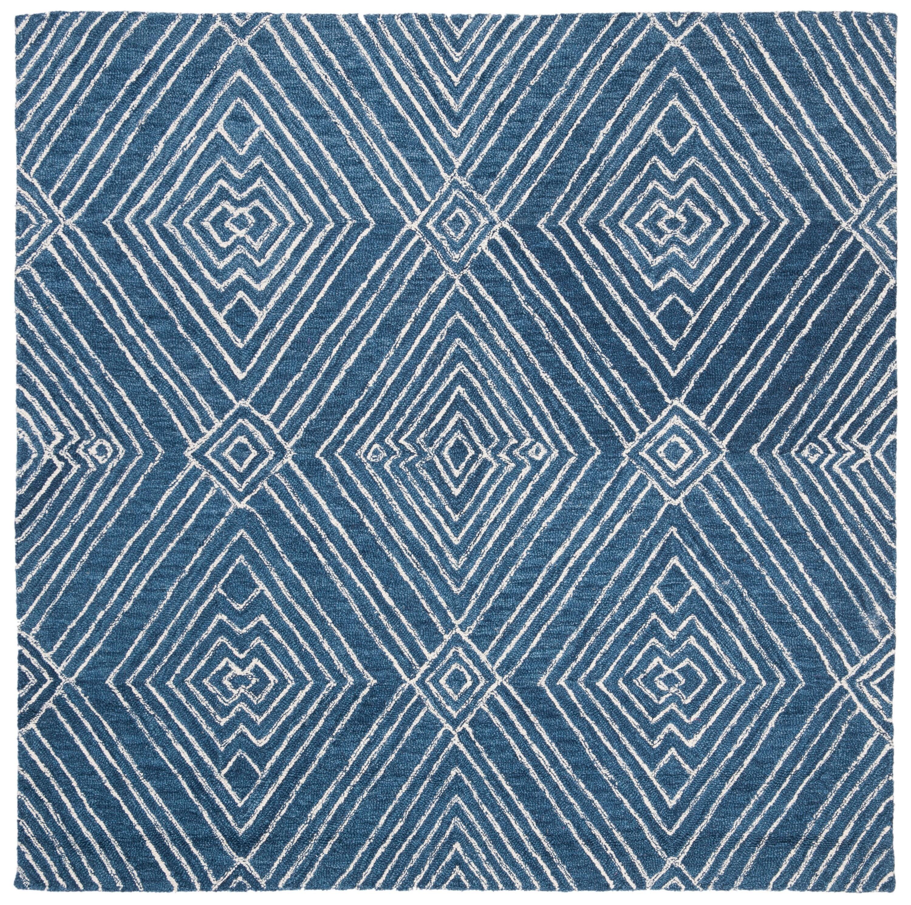 Micro-Loop MLP608 Hand Tufted Indoor Area Rug - Navy/Ivory - 5'x5' - Safavieh