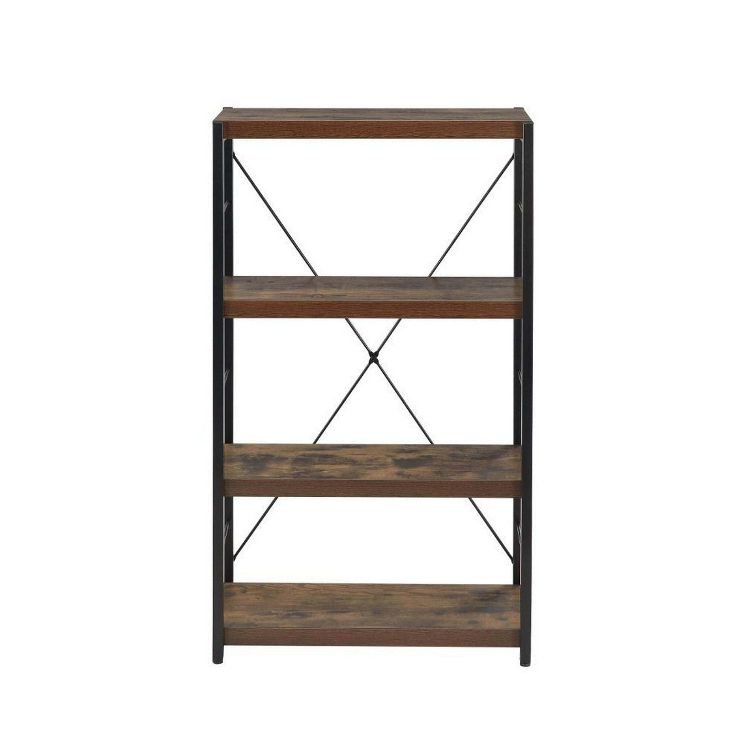 Bob 4 Shelf Wooden Bookcase In Weathered Oak
