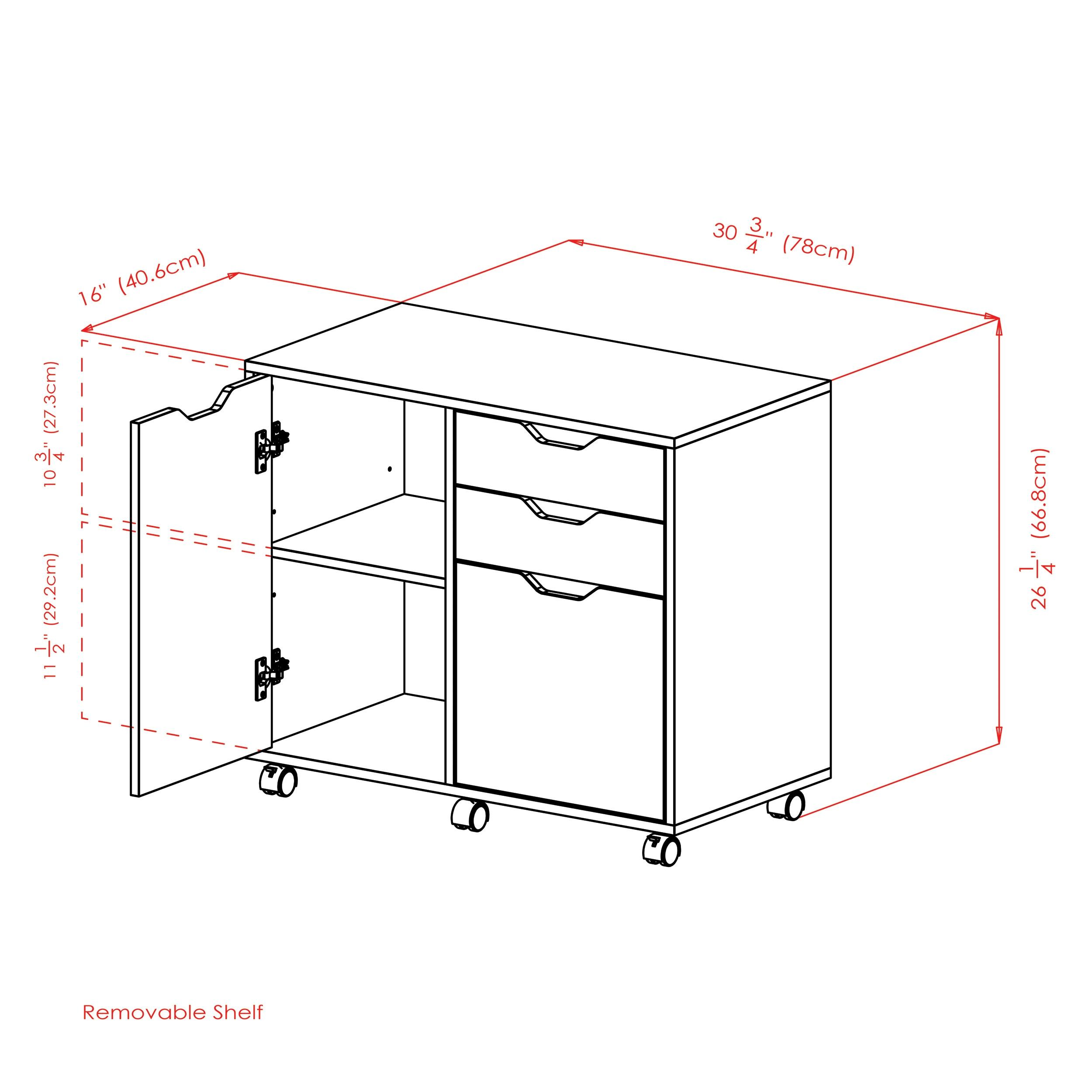 Halifax 2 Sections Mobile Filing Cabinet White - Winsome: MDF Construction, Office Storage, 2 Drawers