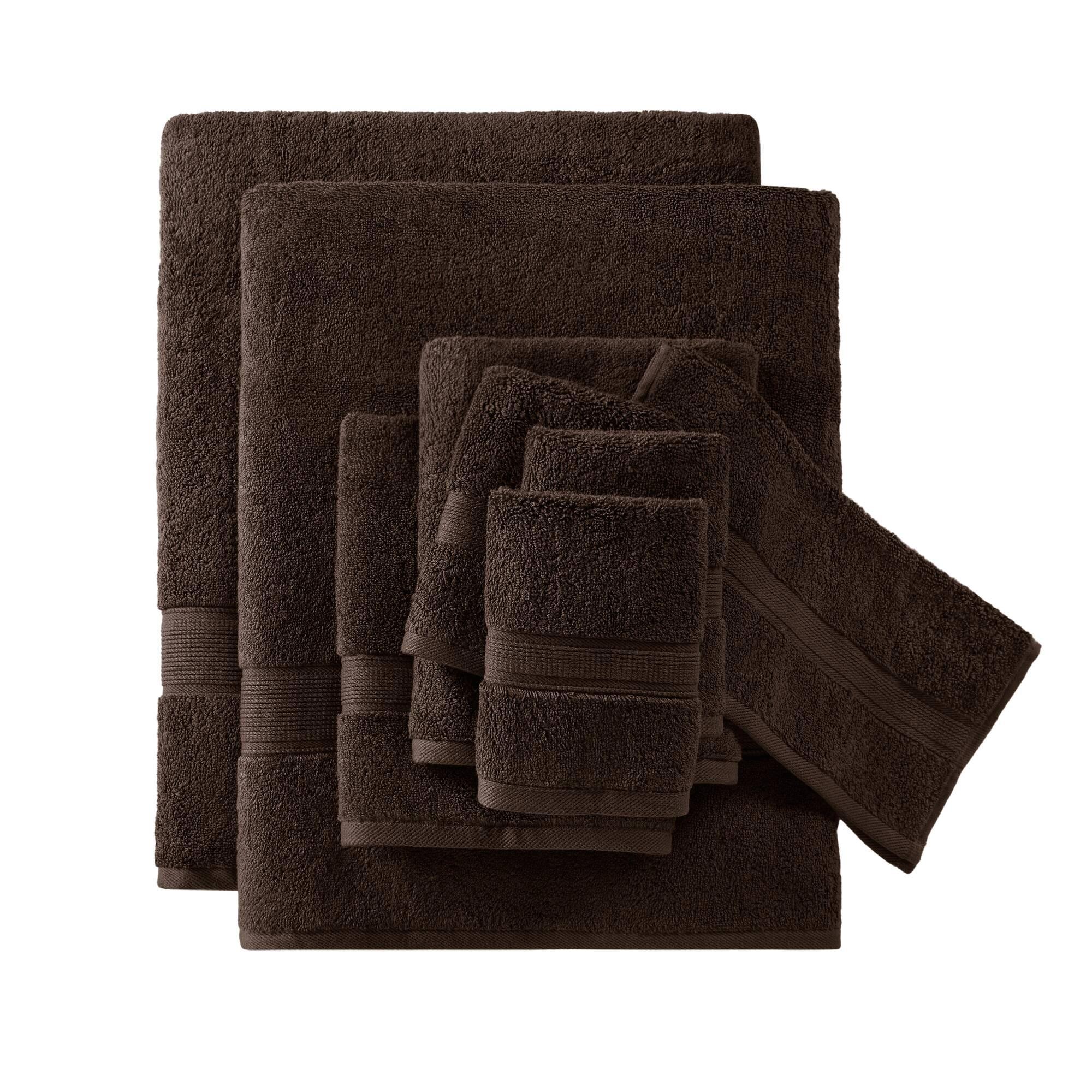 8pc Cotton Bath Towel Set Brown: Madison Park, Heavyweight Terry, OEKO-TEX Certified