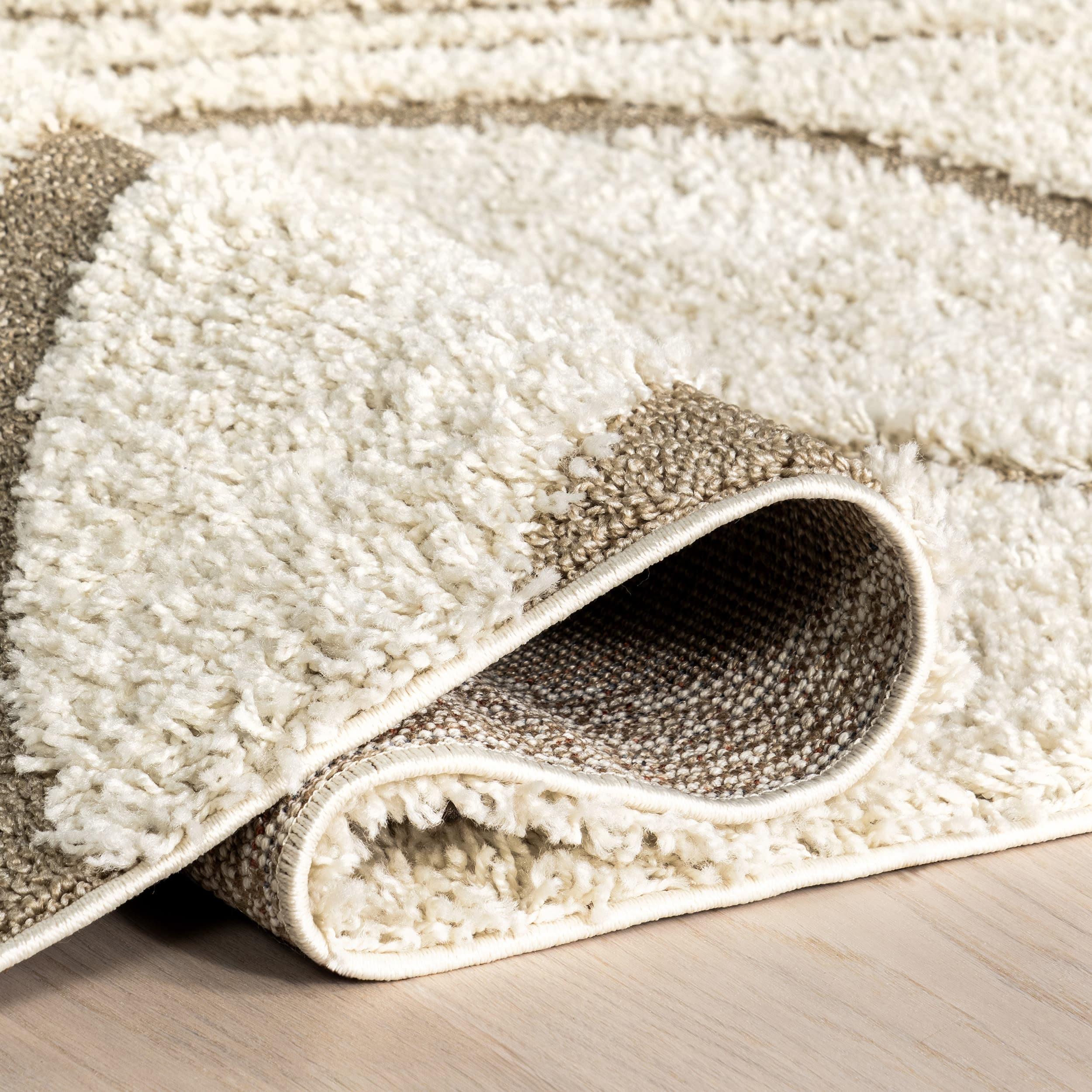 Nuloom Carolyn Abstract 8x11 Shag Indoor Area Rug for Living Room Bedroom Dining Room Nursery, Cream/Beige