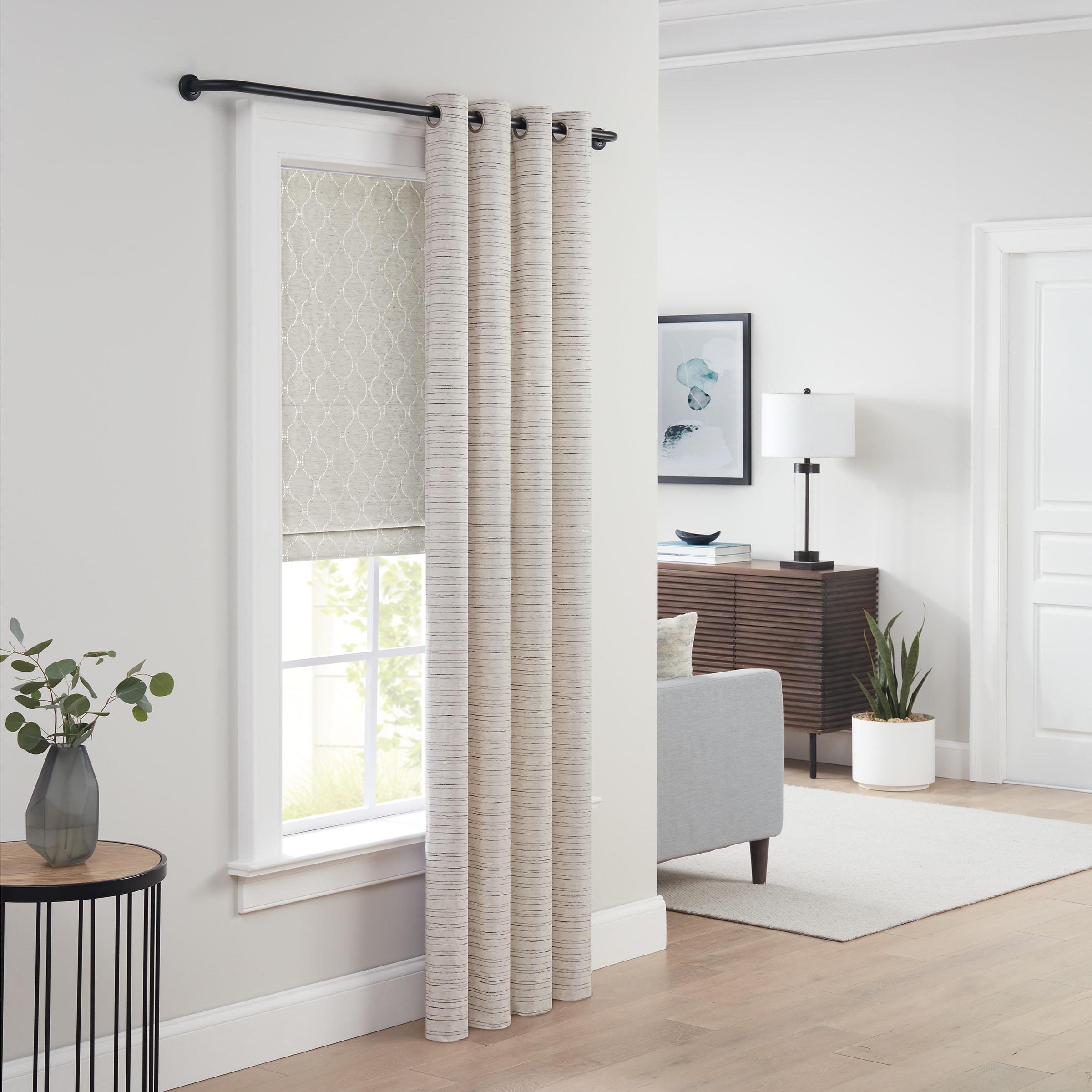 Eclipse Barnes 1" Blackout Wrap Curtain Rod, 28-48", Matte Black
