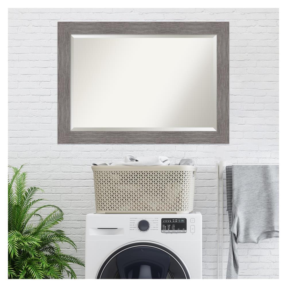 Pinstripe Plank Grey Rectangular Vanity Wall Mirror 42"x30"