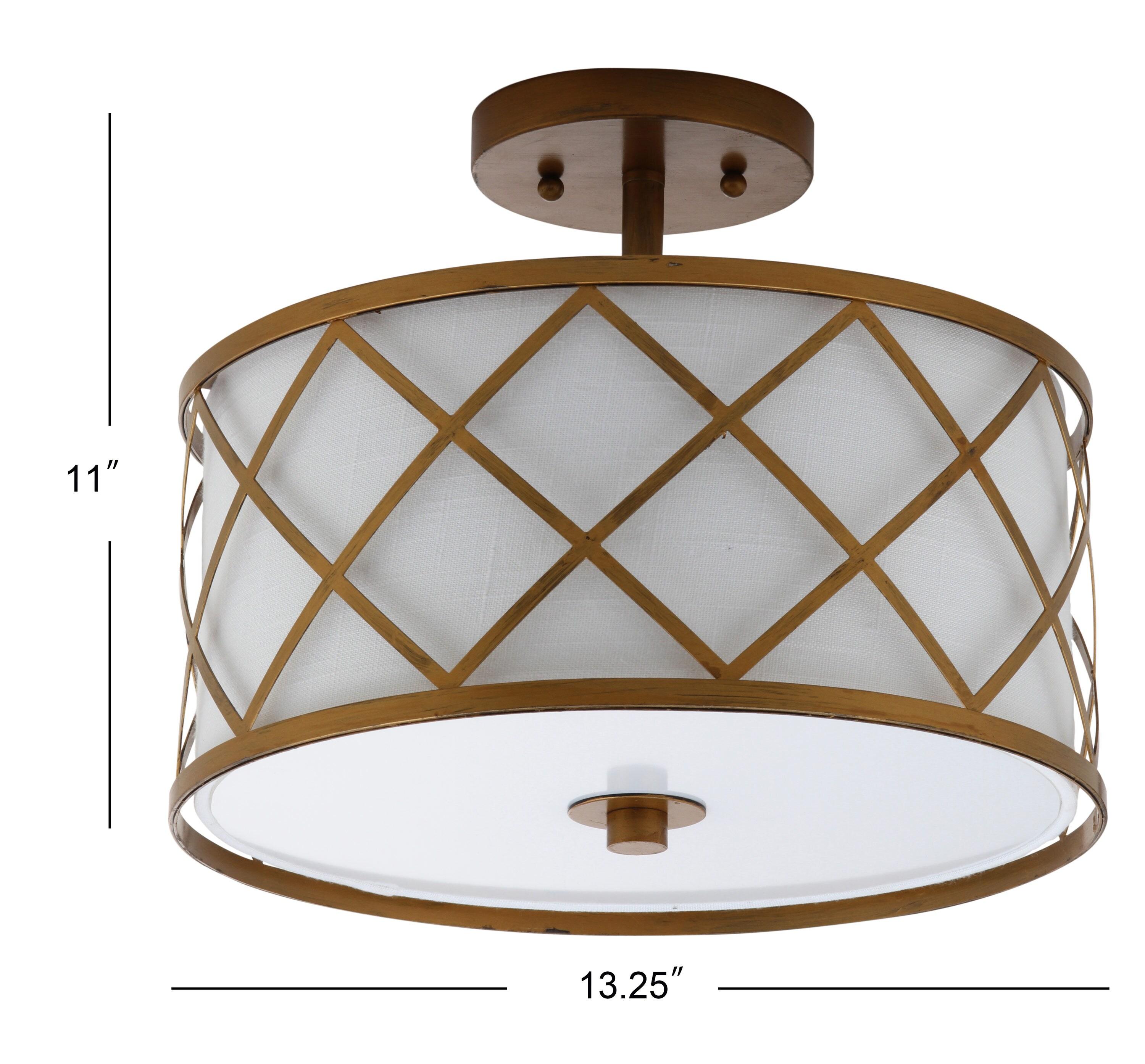 Elizabeth 13.25" Metal LED Flush Mount, Gold/White