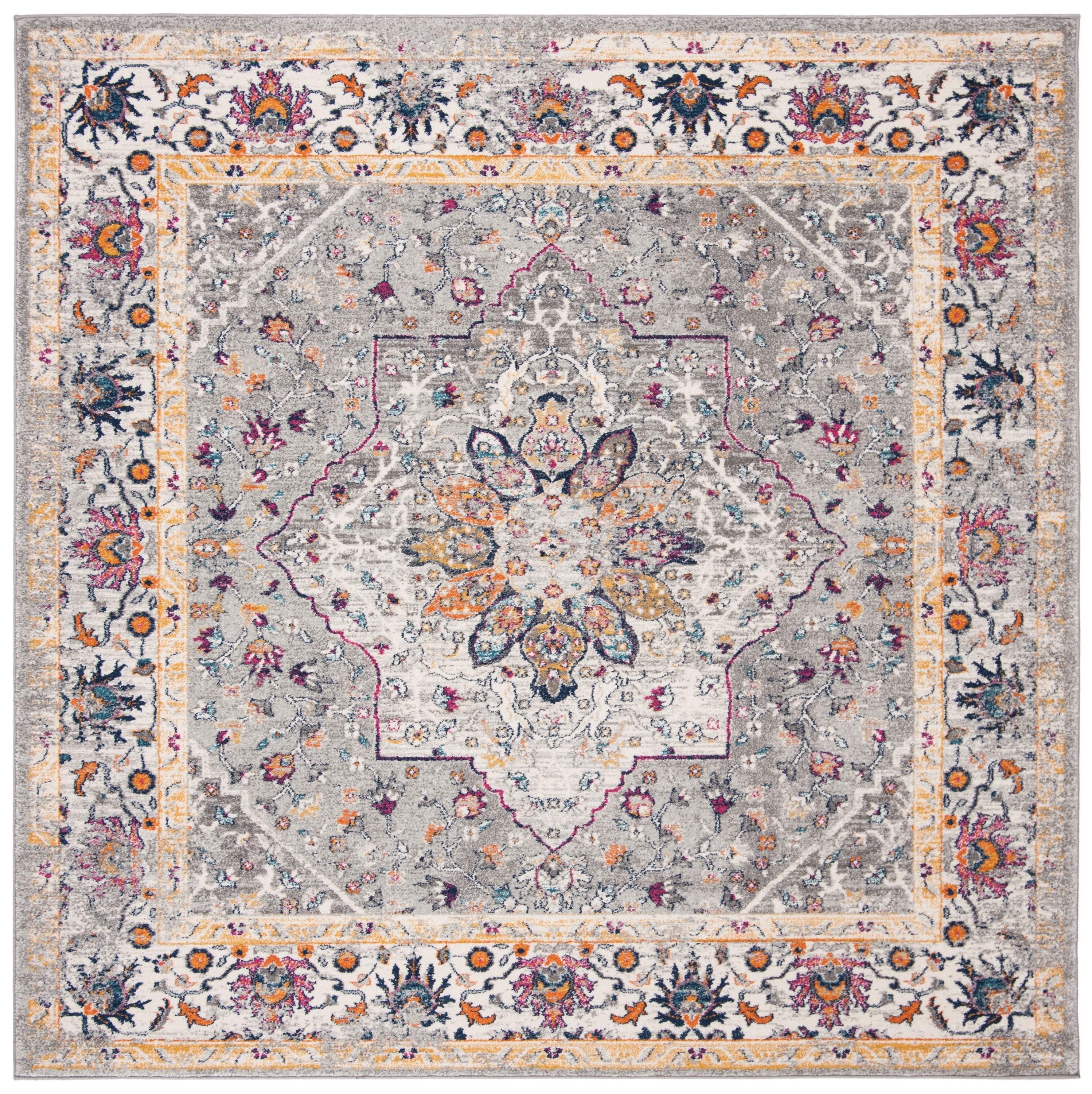 SAFAVIEH Evoke Gracelyn Overdyed Floral Area Rug, Grey, 6'7" x 6'7" Square