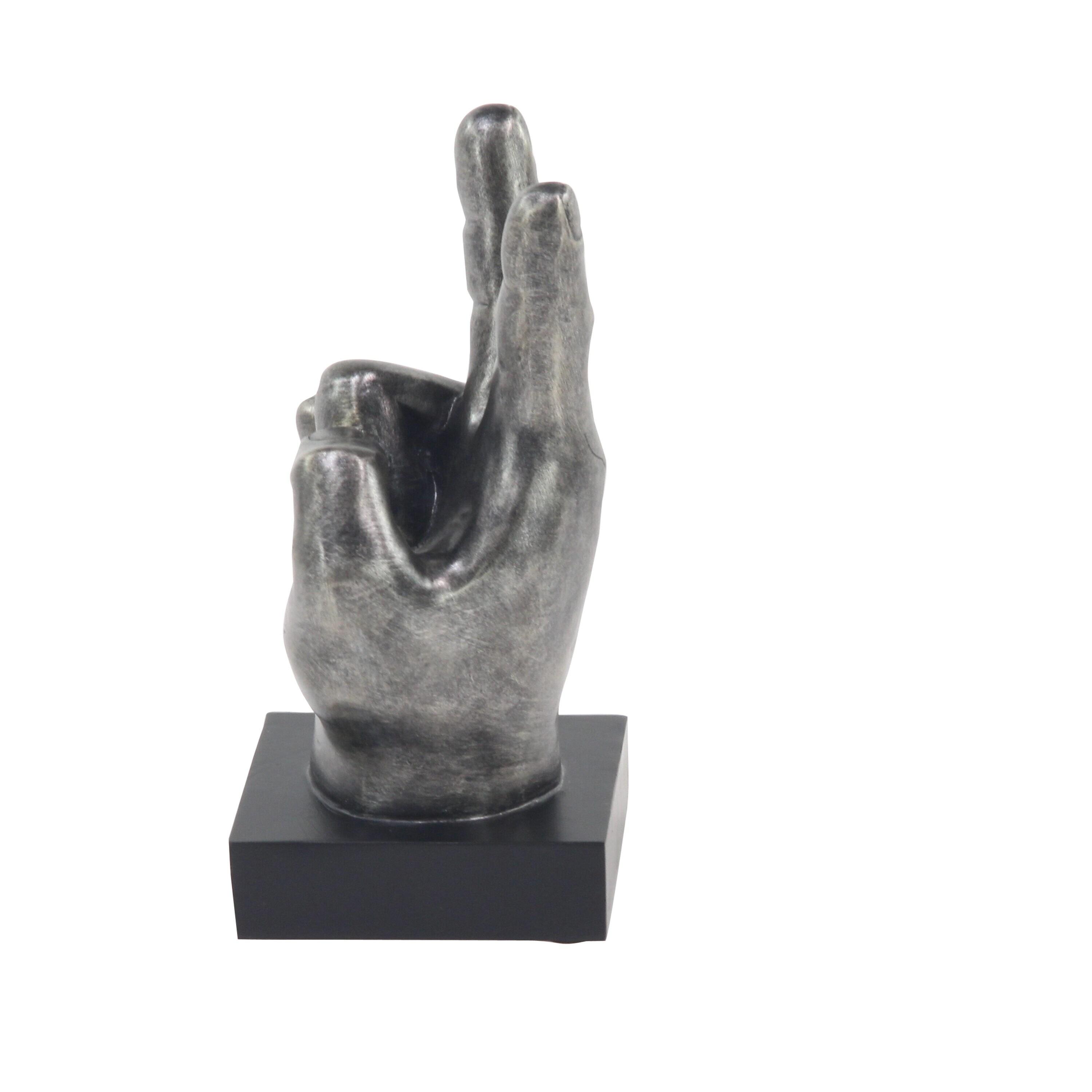 5"W, 11"H Dark Gray Polystone Hands Sculpture, by DecMode (3 Count)
